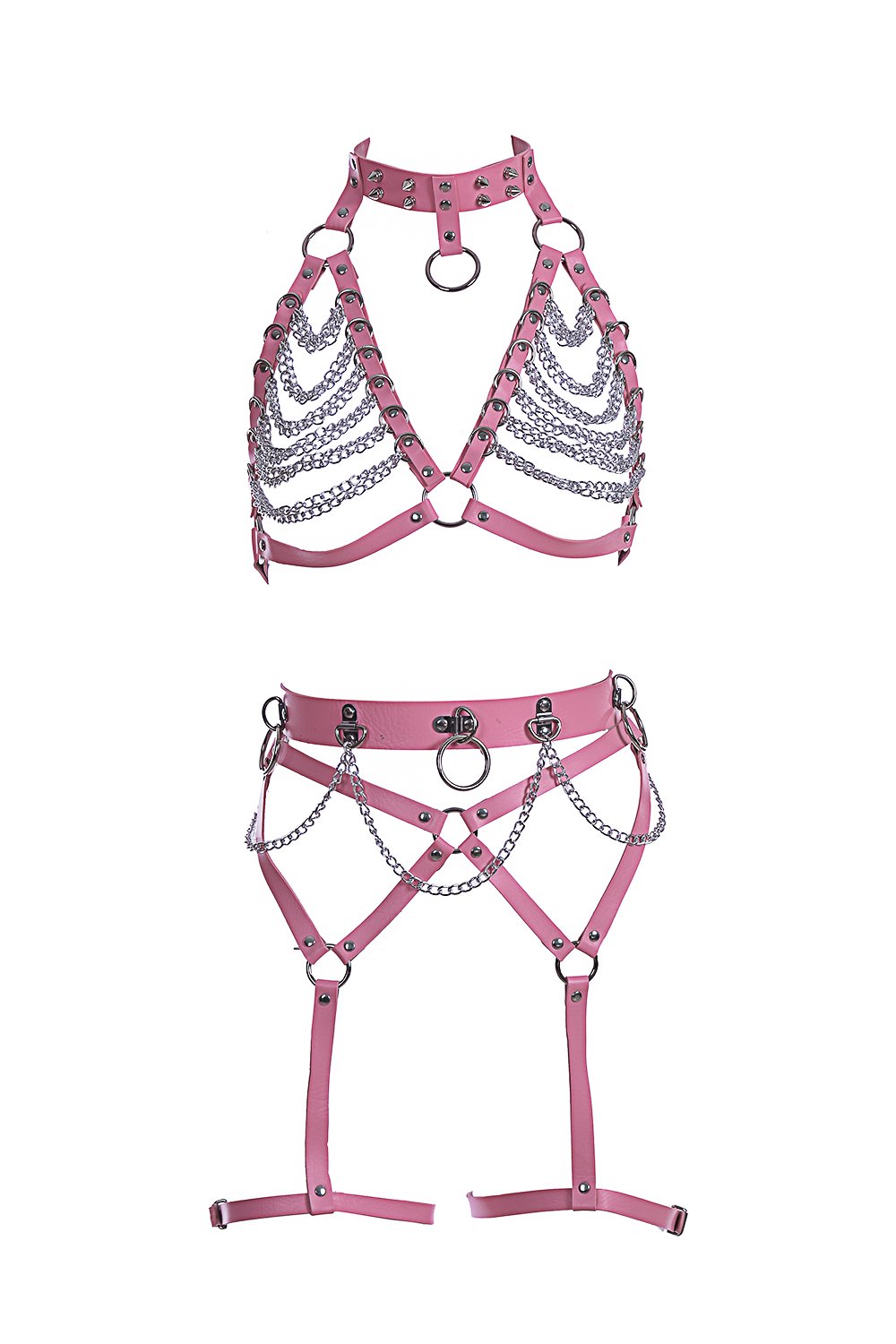 Miss Pink Vegan Leather Harness Set (3 pcs)