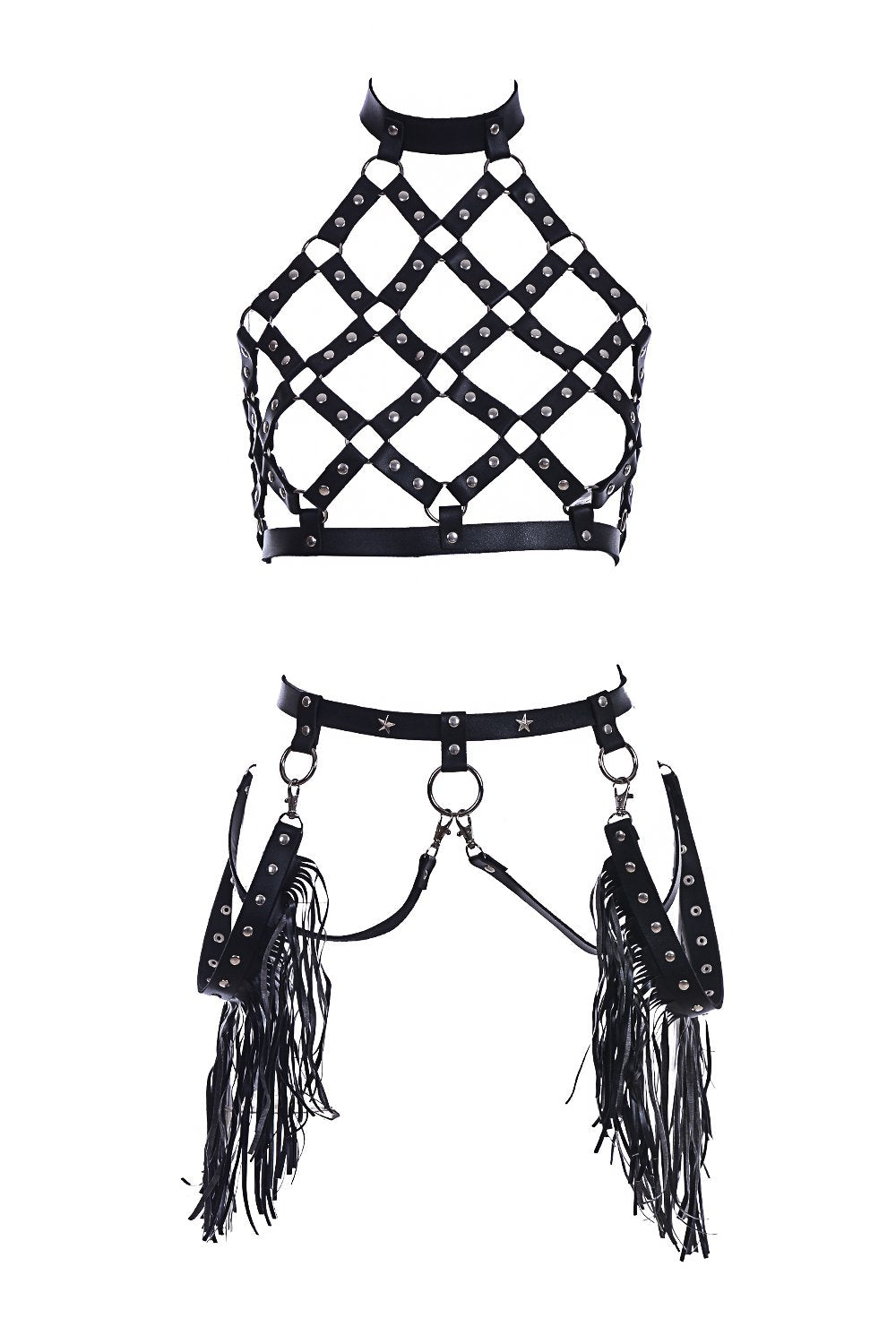 Goth Barbie Vegan Leather Harness Set