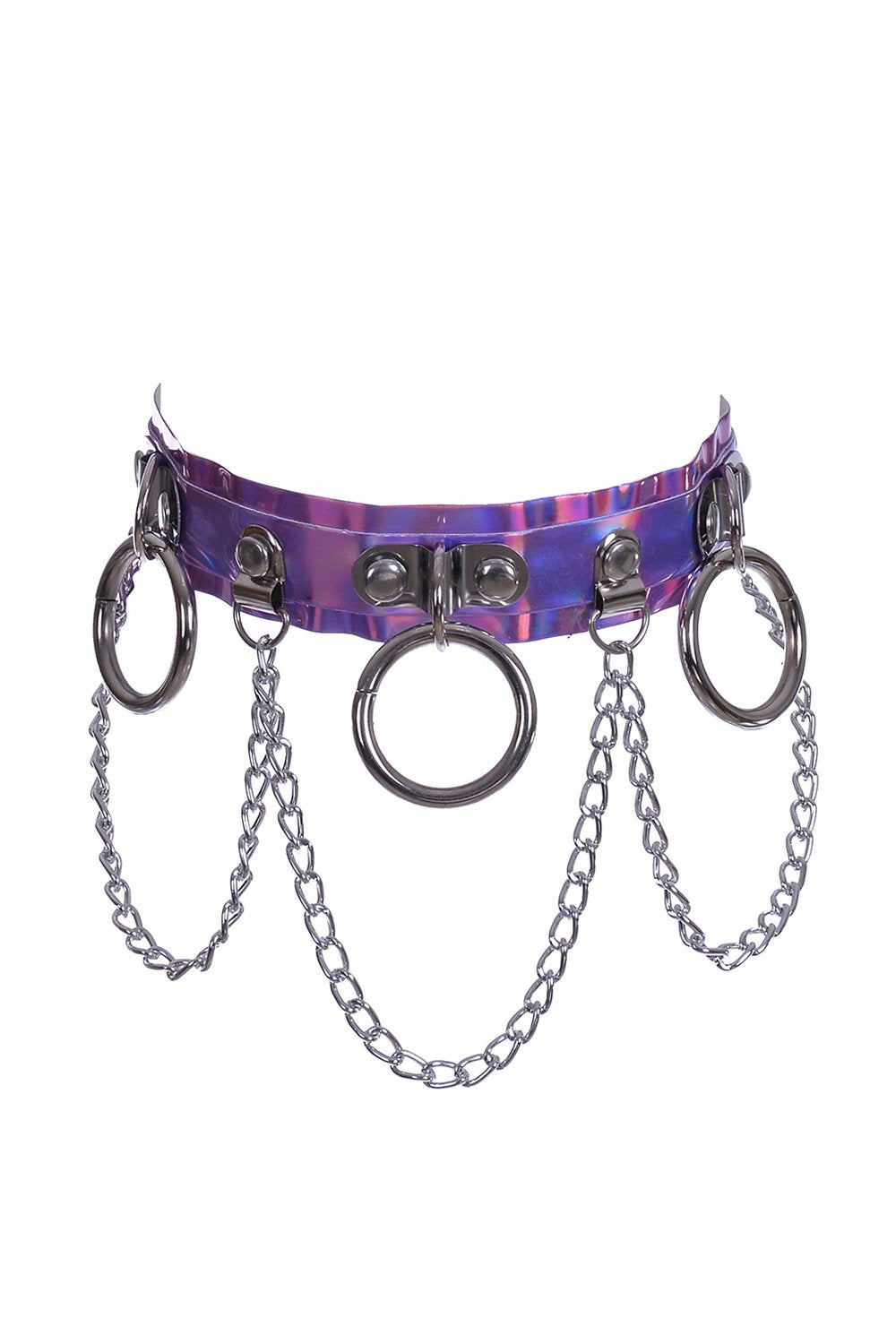 Hoop Chain Chocker in Violet Hologram