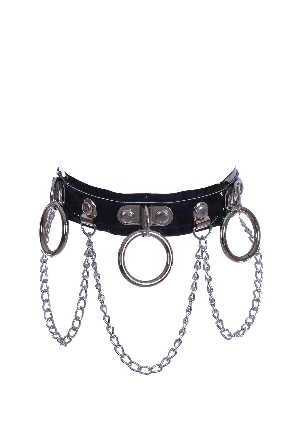 Hoop Chain Chocker in Black Hologram