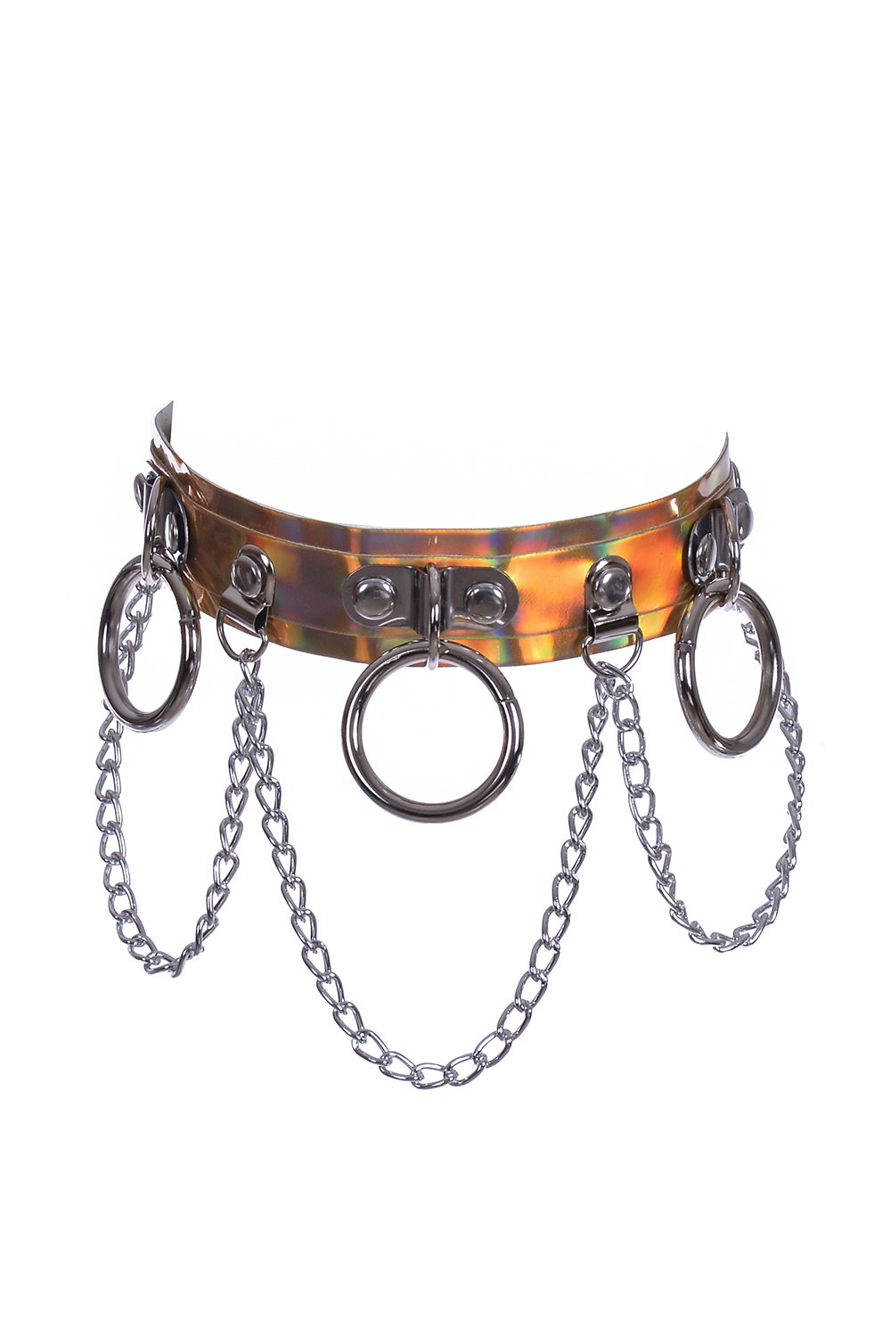 Hoop Chain Chocker in Gold Hologram