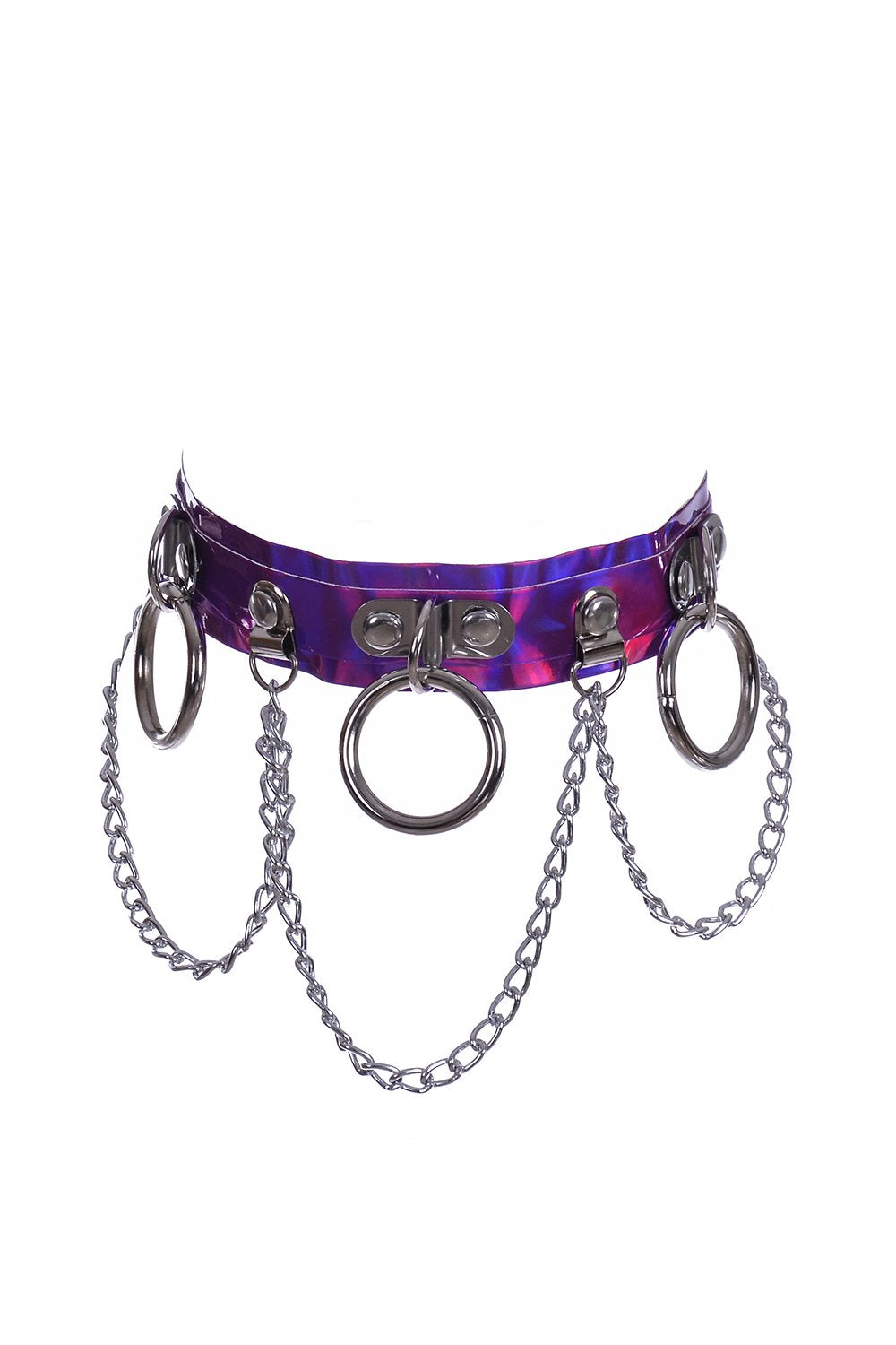 Hoop Chain Chocker in Gold Hologram