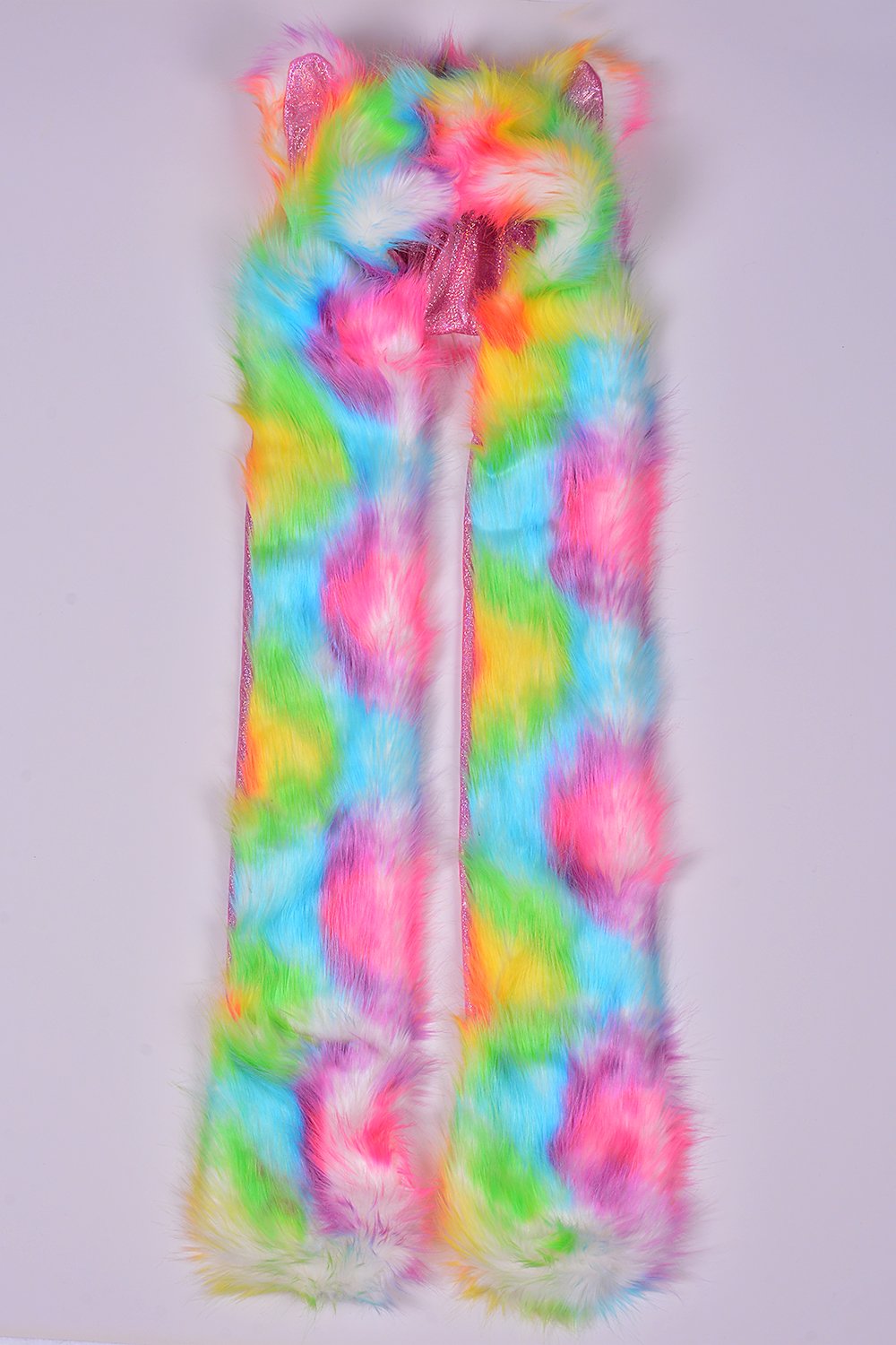 Cotton Candy Tie Dye Animal Fur Hood