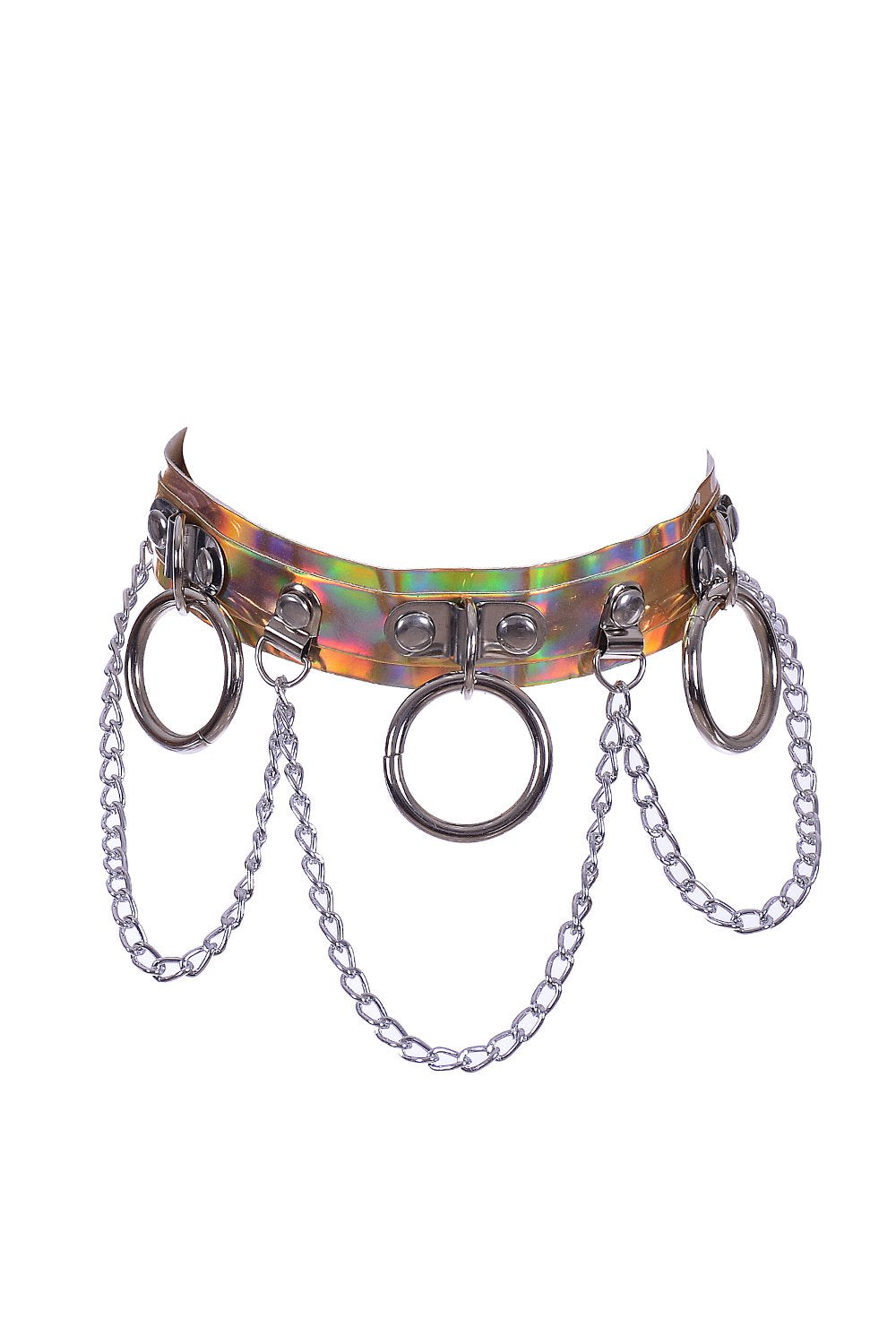 Hoop Chain Chocker in Gold Hologram