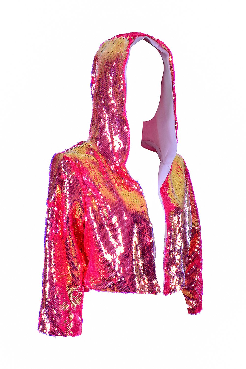 Sequin Cropped Jacket - Flamingo