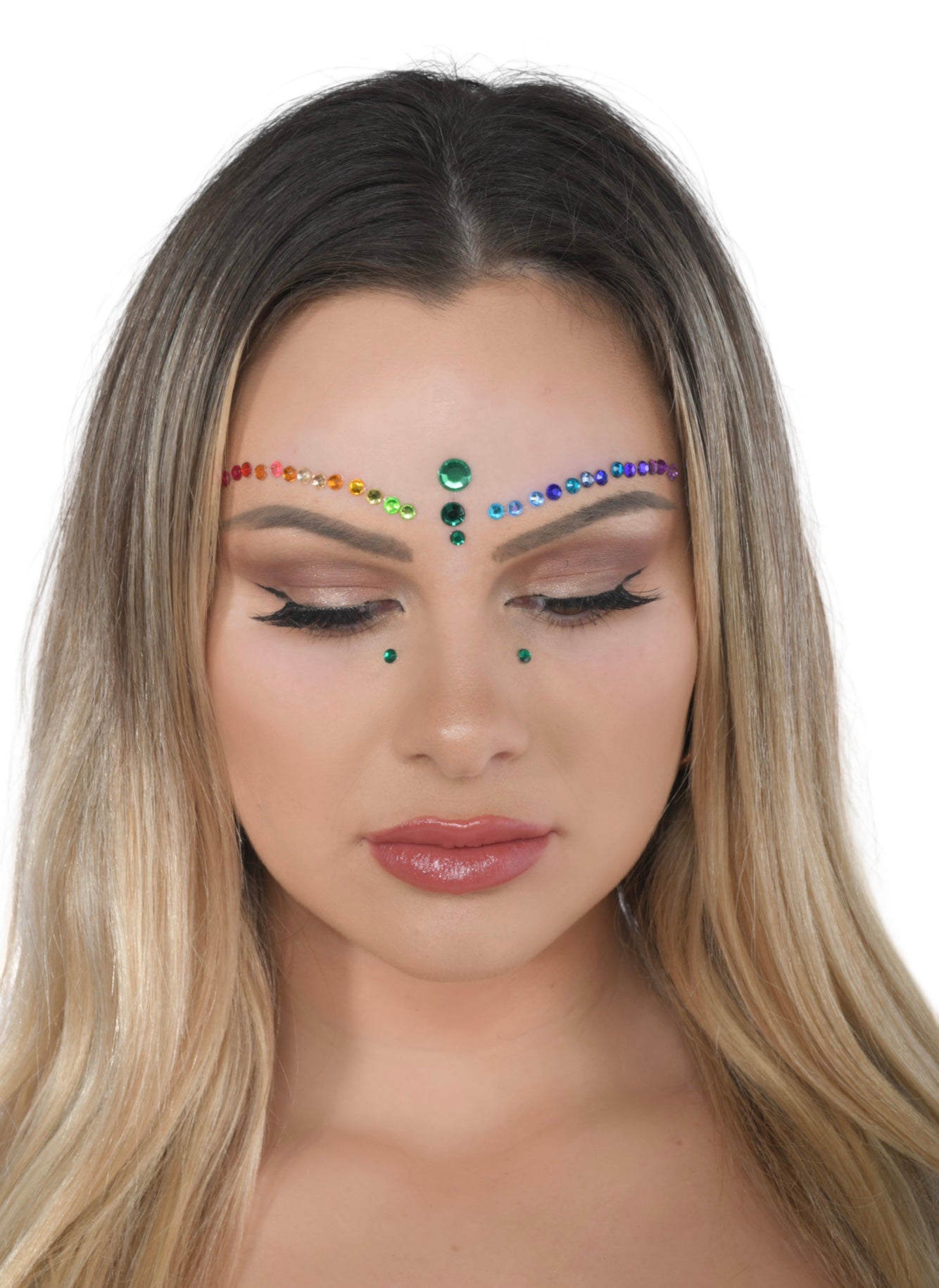 Rainbow Wave Rhinestone Crystal Face Jewels