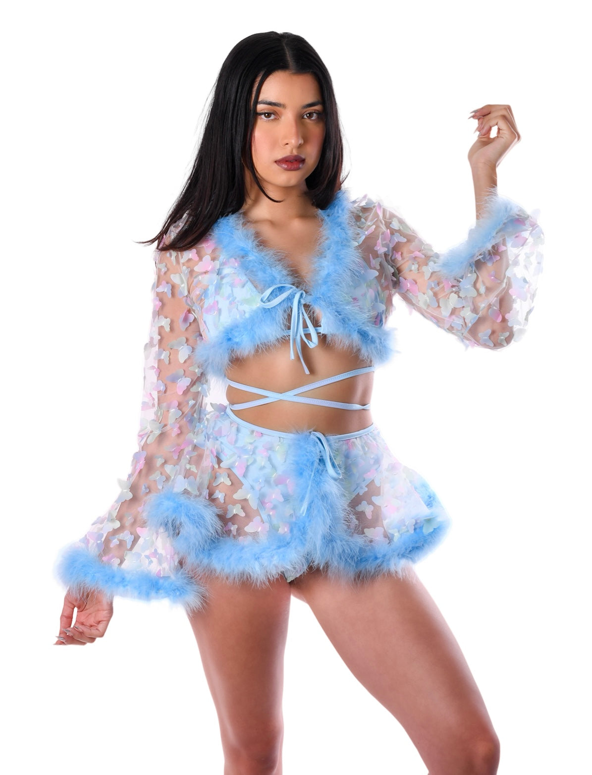 Blue Fuzzy 3D Butterfly Set (2 pcs)