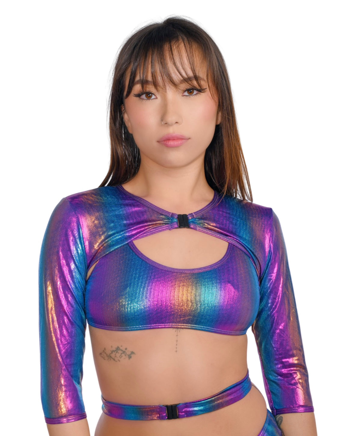High Priestess Buckle Up Sleeve Crop Top