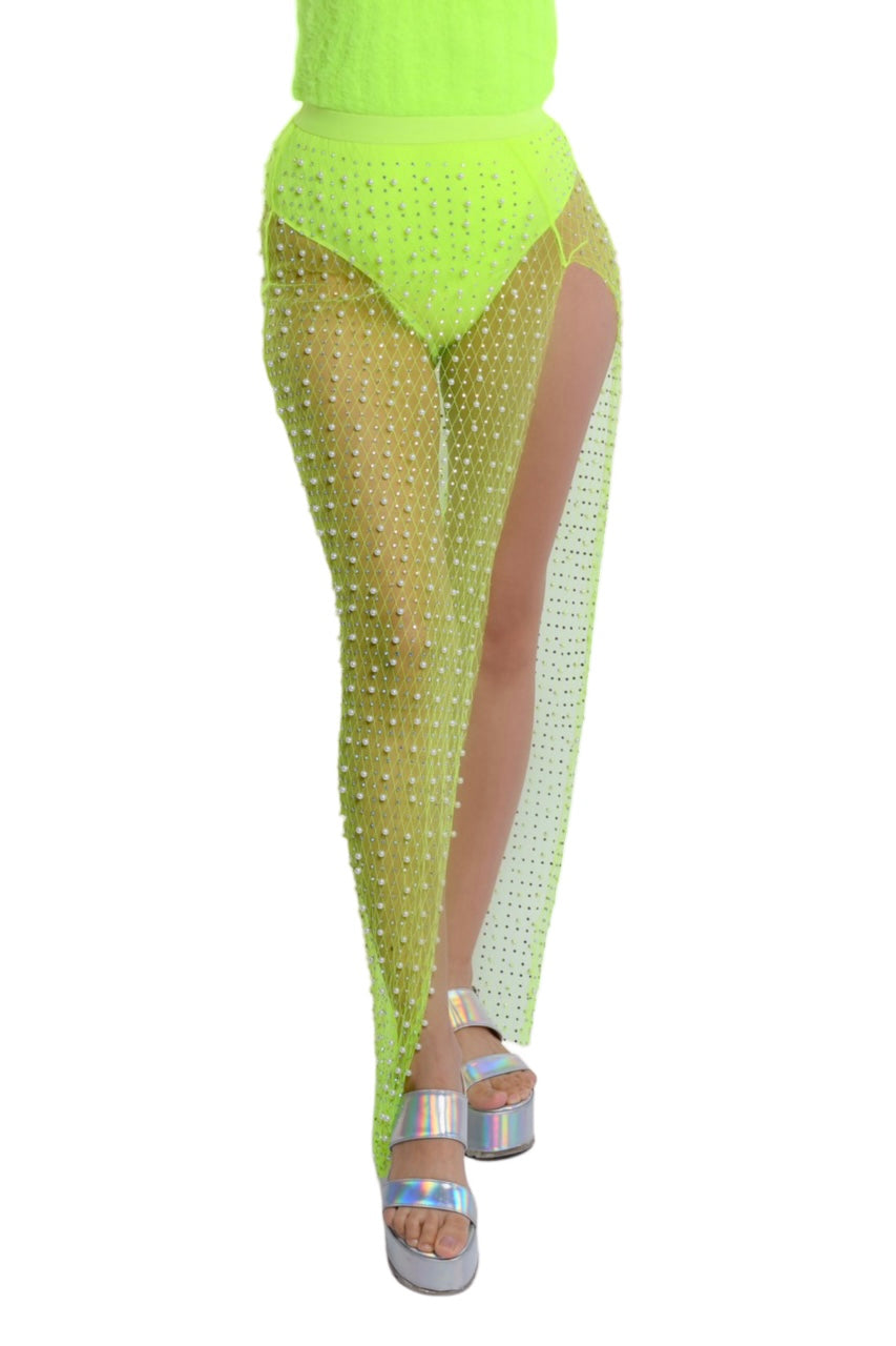 Neon Mesh Pearl Skirt