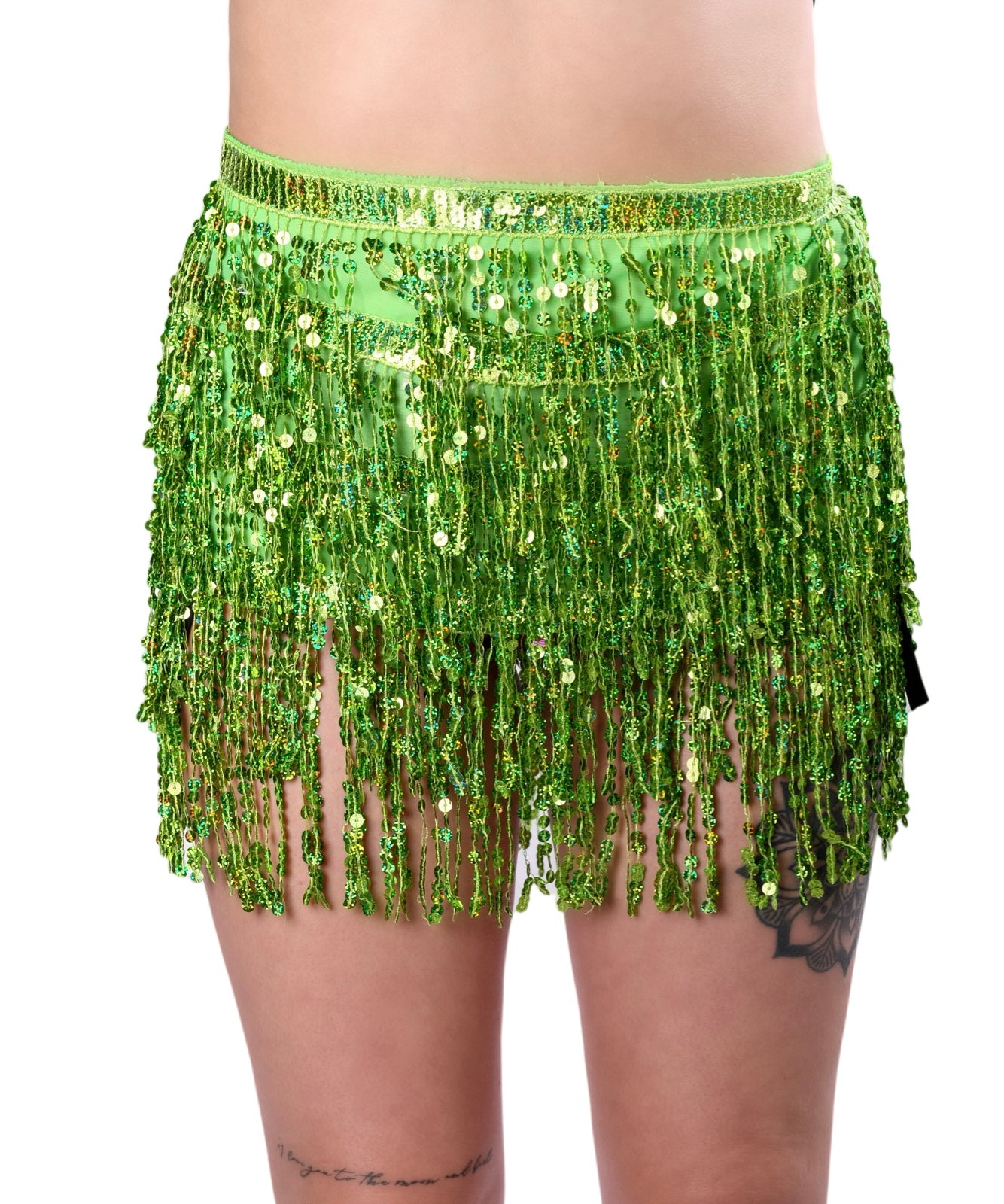 Holographic Sequin Skirt- Lime