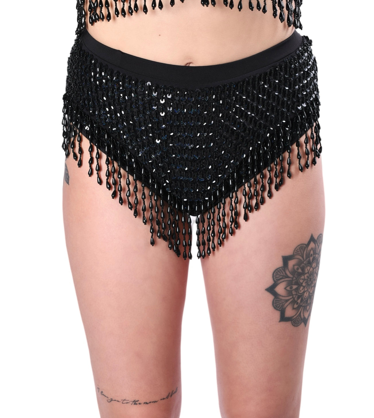 Hand Stitched Sequin High Waisted Bottoms- Midnight