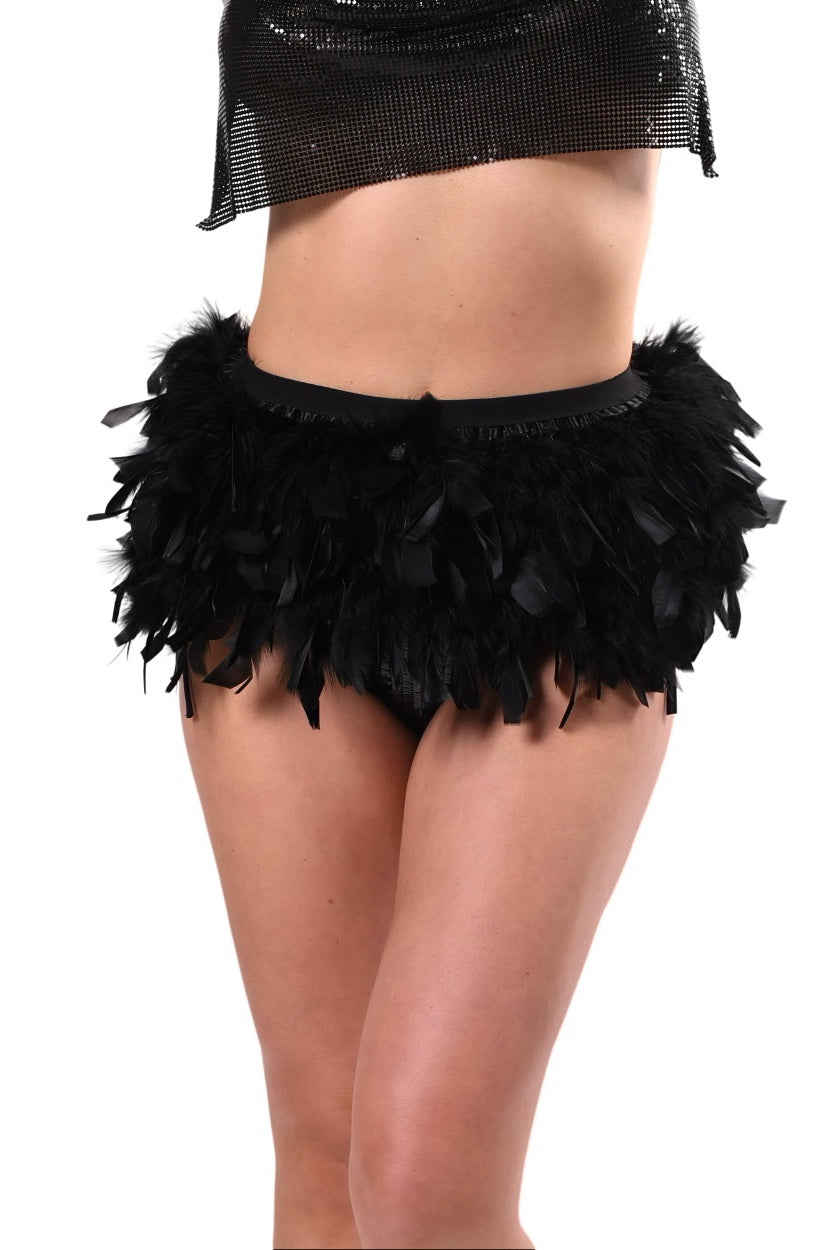Feather Mini Skirt- Black