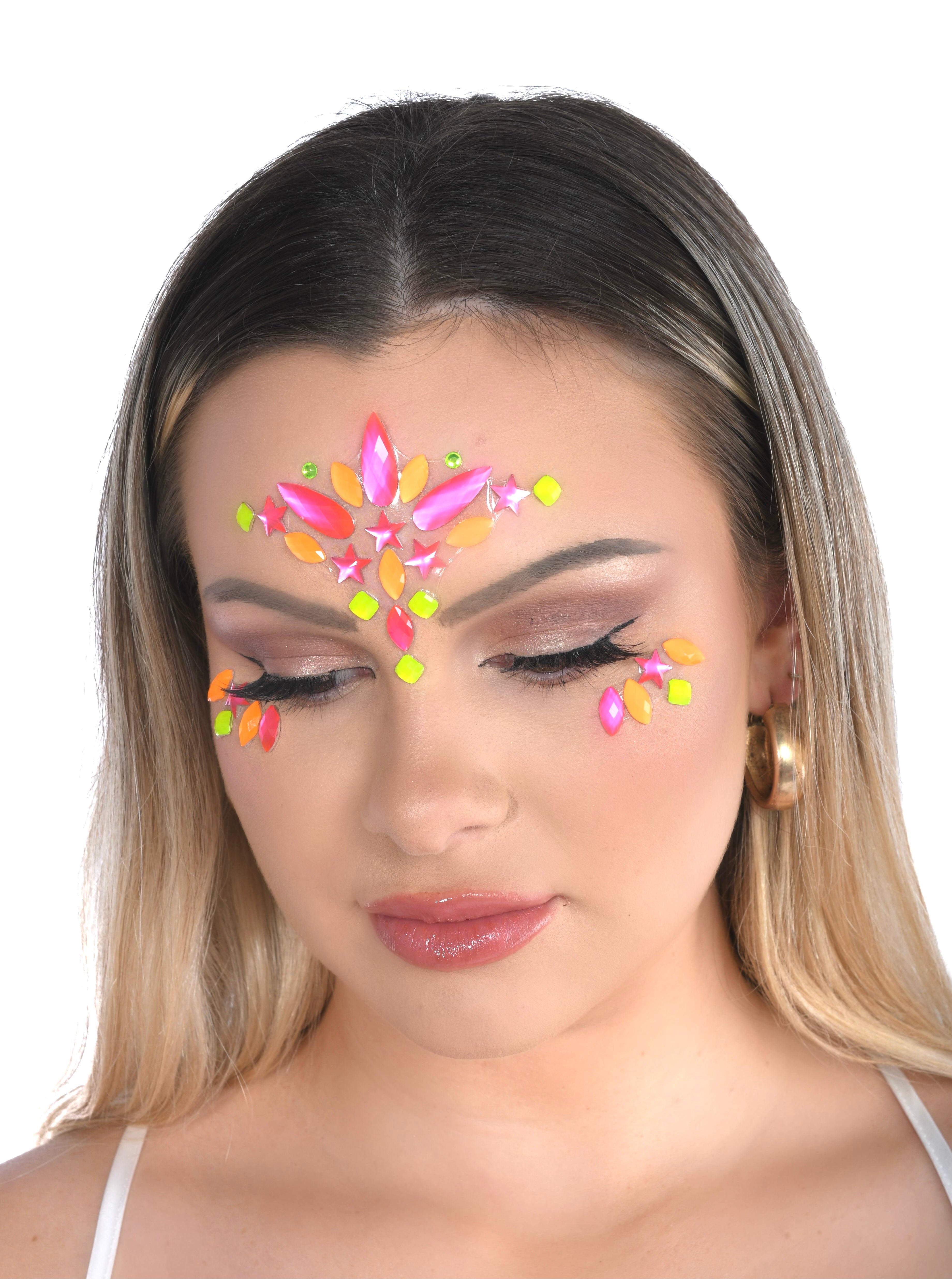 Neon Daisy Rhinestone Crystal Face Jewels