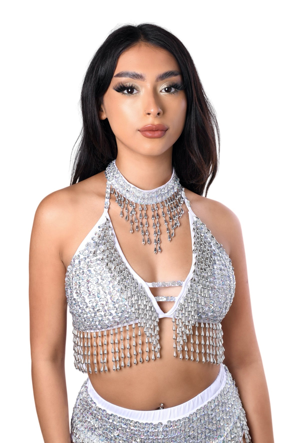 Hand Stitched Sequin Bra Top- Moonlight