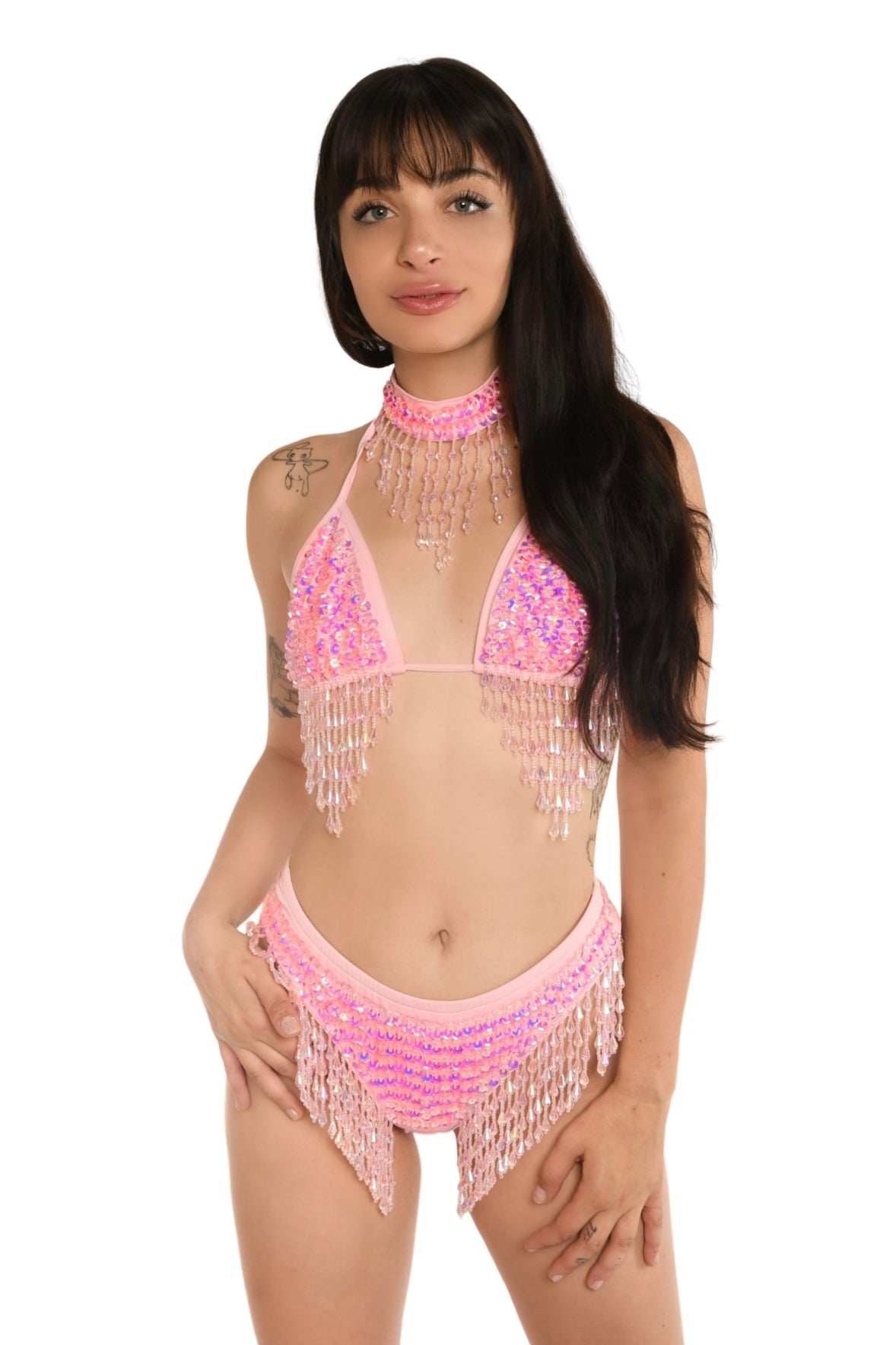 FULL OUTFIT - Hand Stitched Sequin Set- Barbie Pink