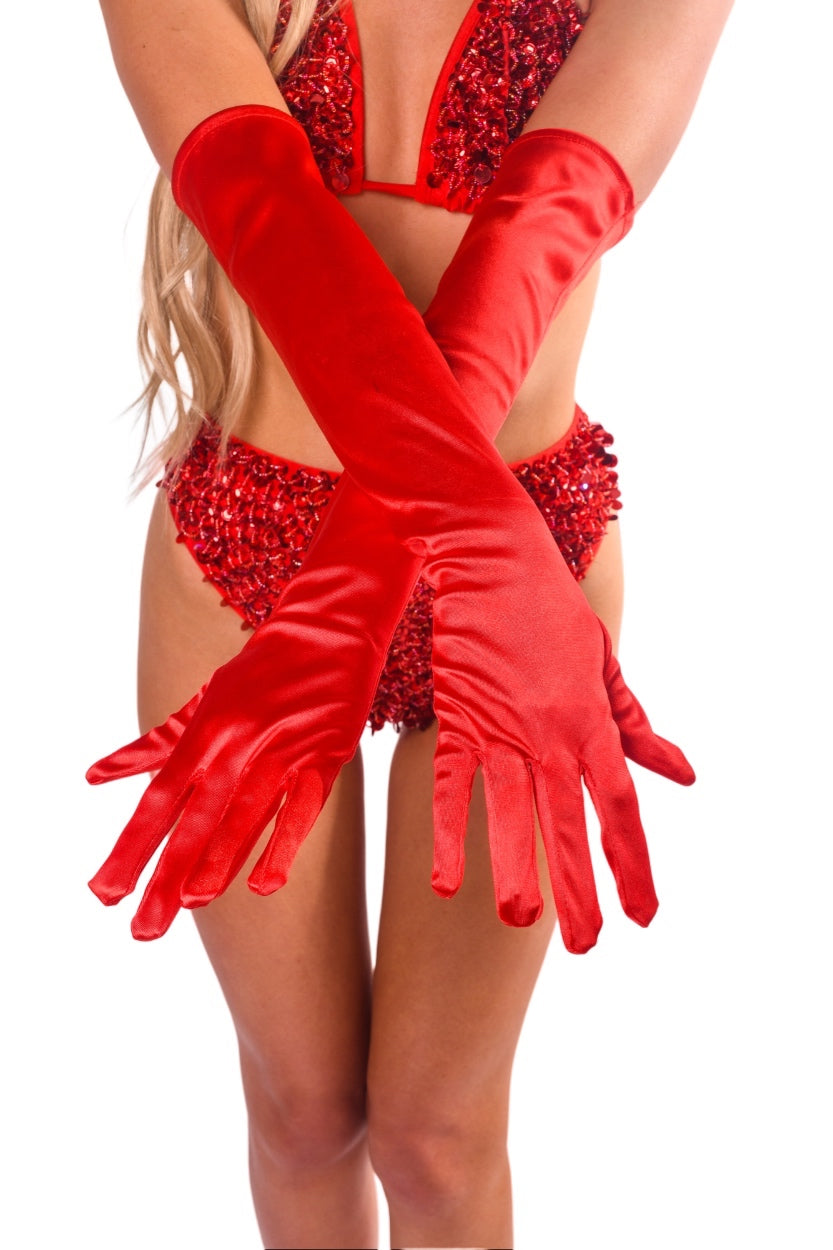 Red Satin Hand Gloves