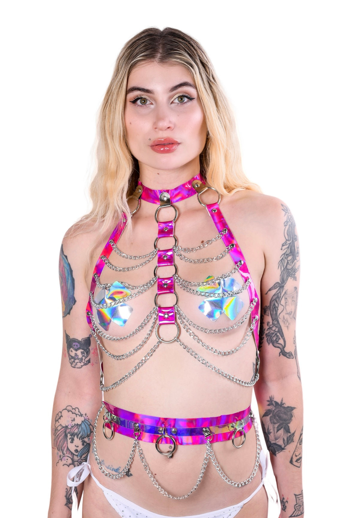 Space Hologram Harness Set - Rose Pink (2 Pcs)