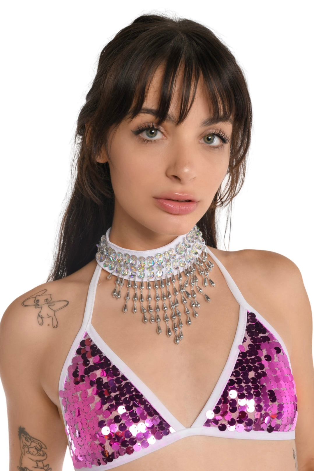 Hand Stitched Sequin Choker/Necklace - Moonlight