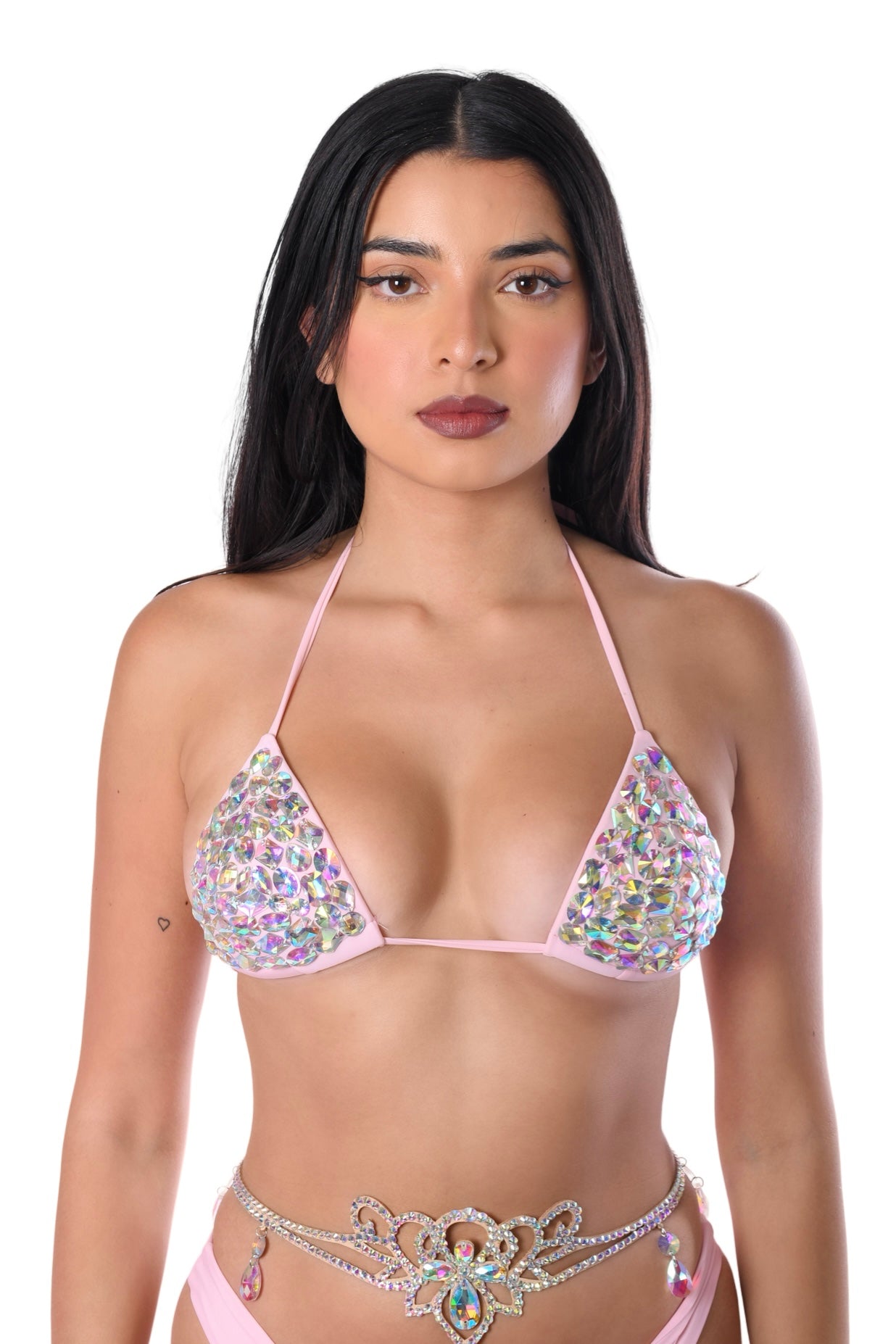 Rhinestone Sequin Top- Pink Disco