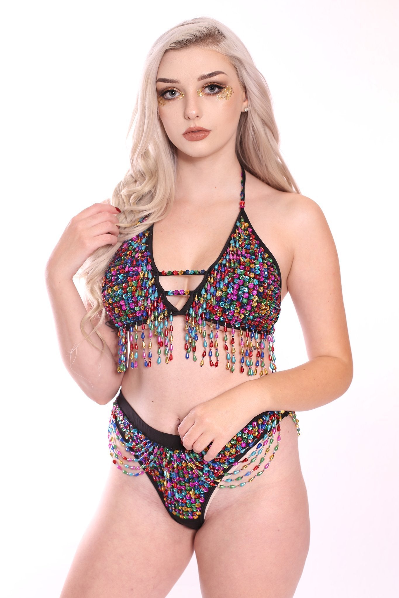 Hand Stitched Sequin Bra Top - Lucky Charms