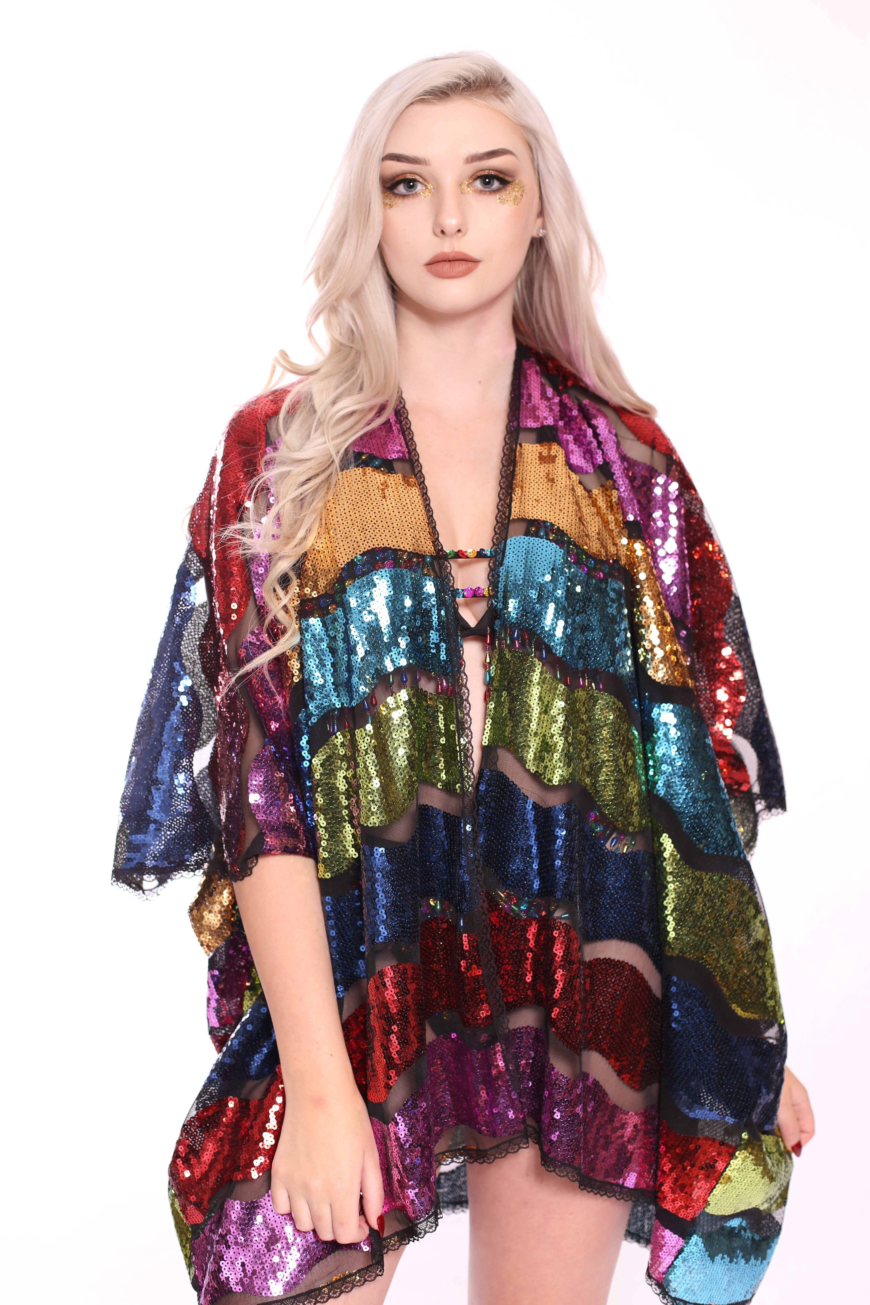 Disco Sequin Kimono - Rainbow Trip