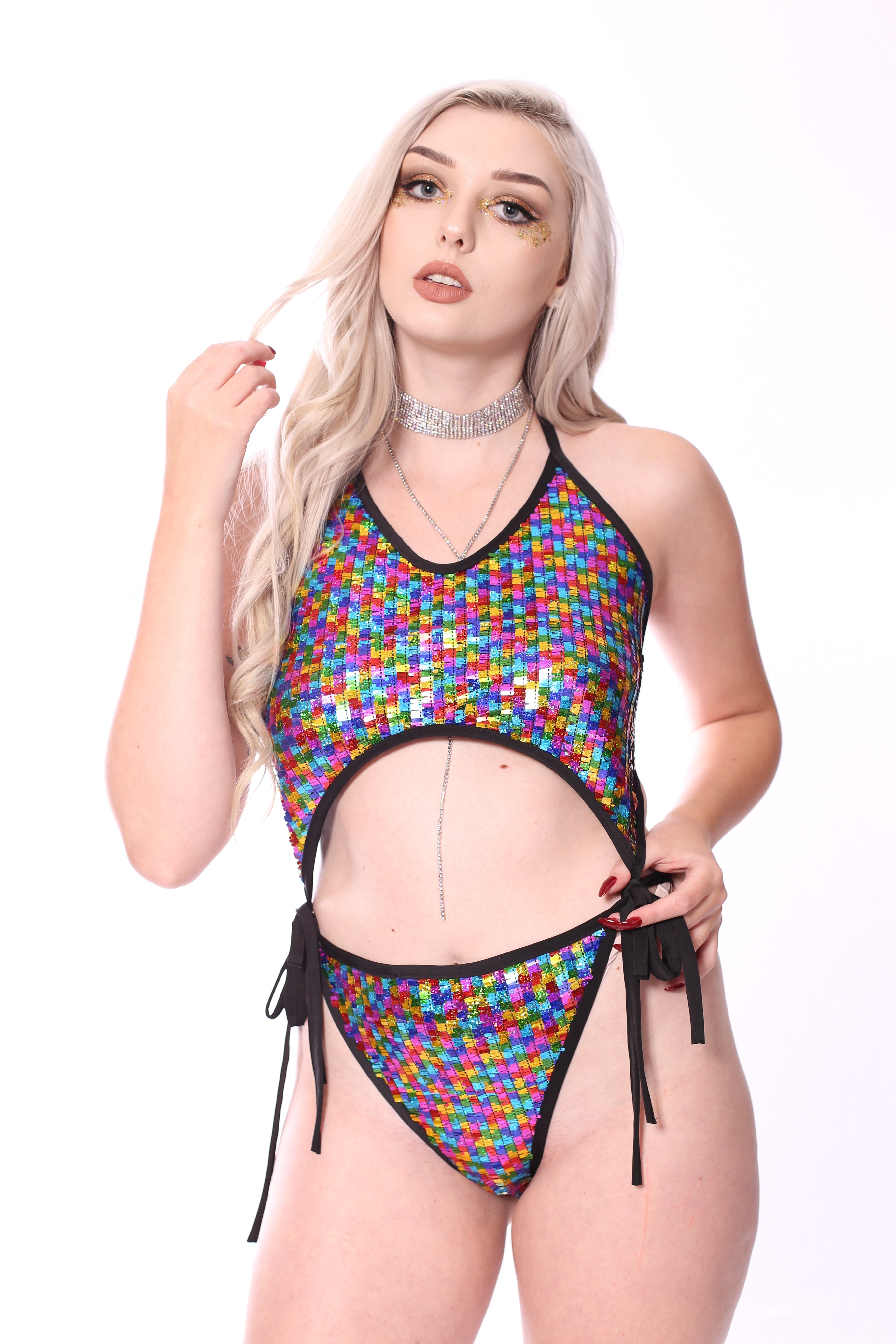 Disco Sequin Bodysuit - Rainbow