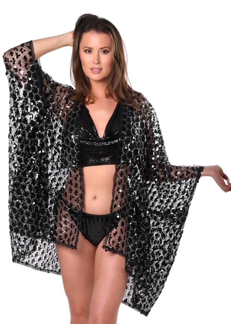 Sequin Kimono- Black Treasure
