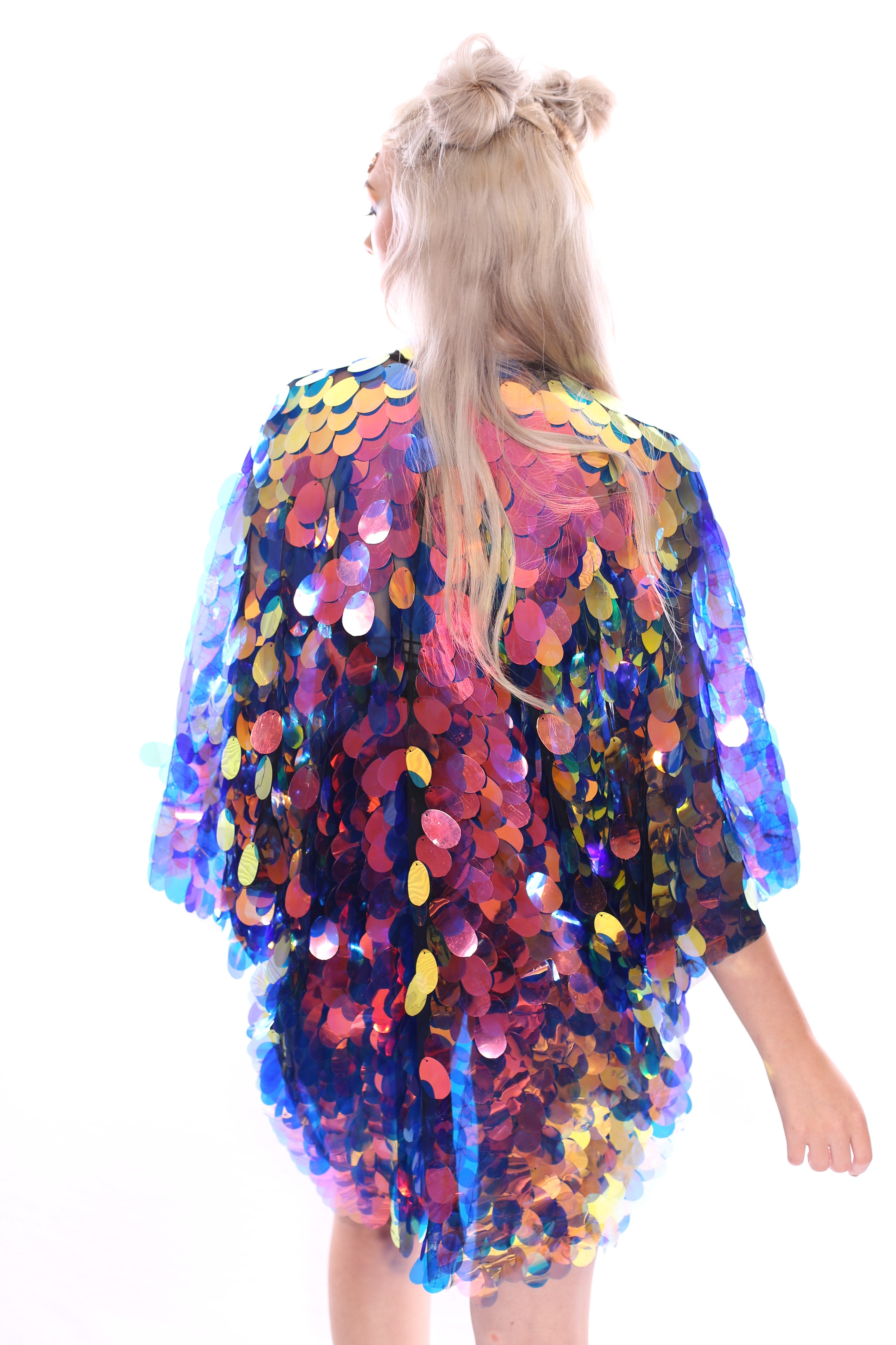 Disco Sequin Kimono- Peacock