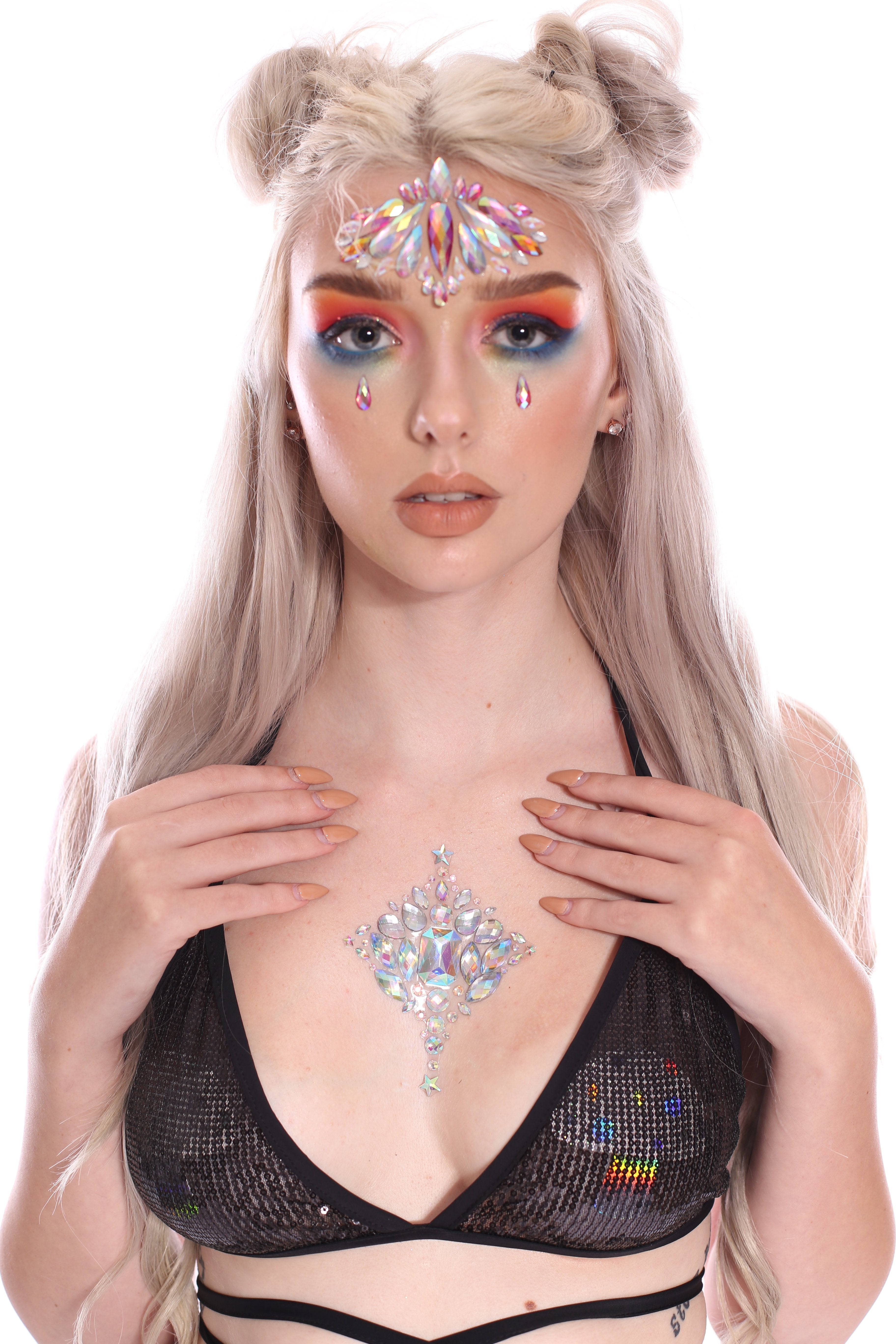 Black Mesh Sequin Triangle Top