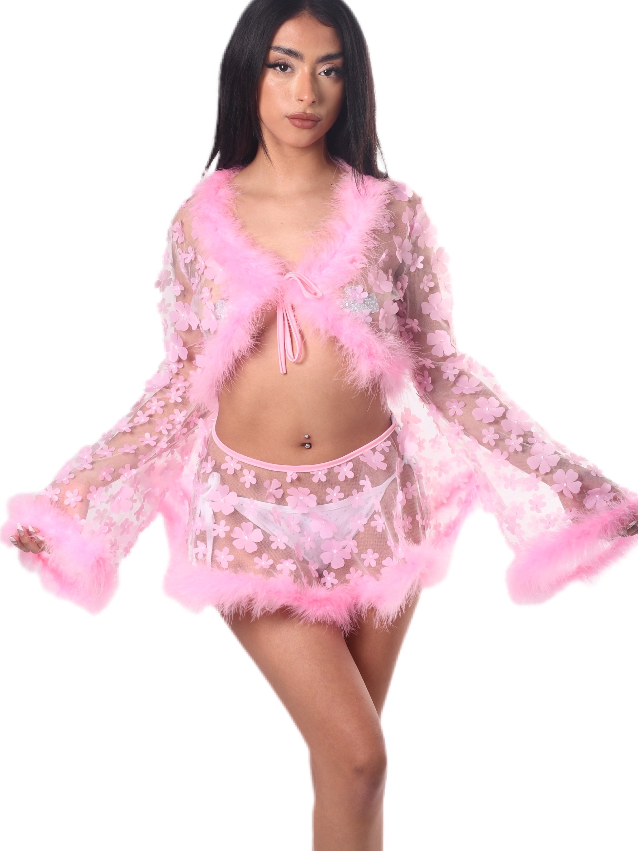 Cotton Candy Barbie Fuzzy 3D Floral Set