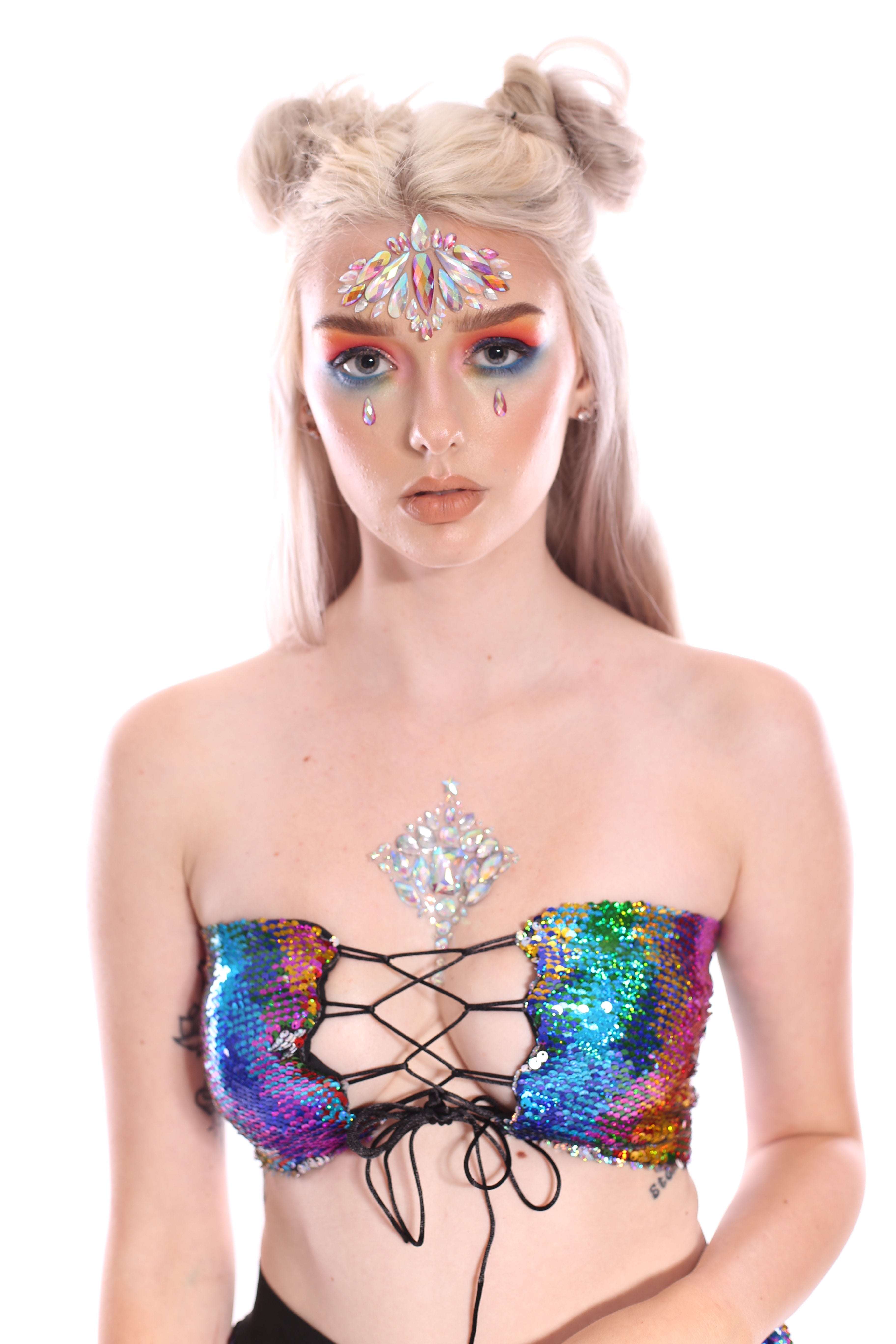 2-Way Reversible Sequin Set (Tube Top & Skirt) - Dreamy Rainbow