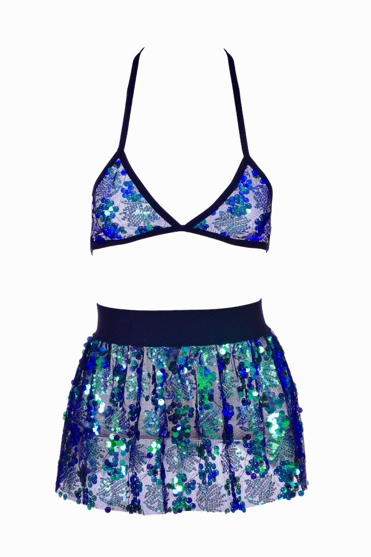 Sparkle Galaxy Sequin Set (Bra + Skirt) - Mermaid