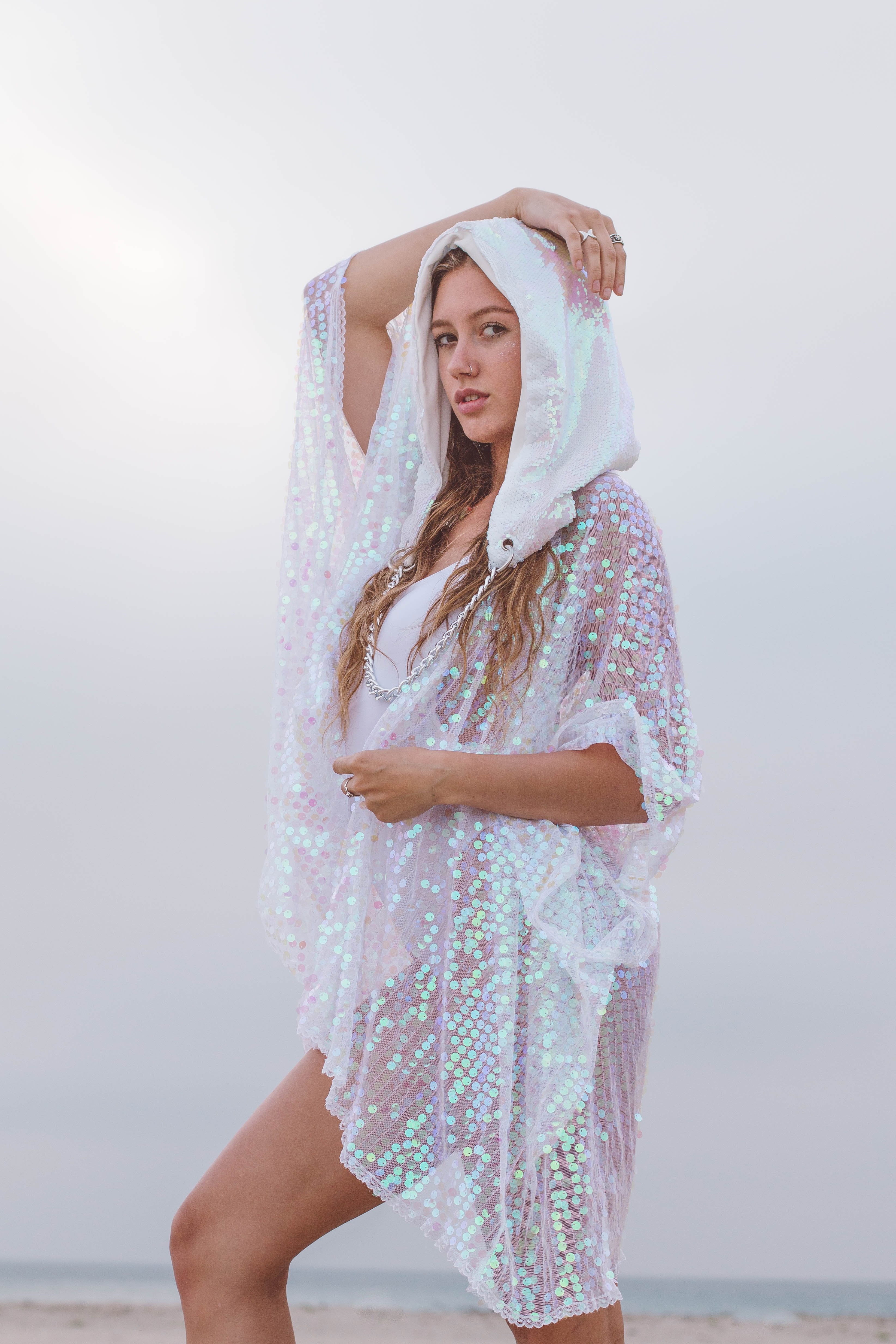 Disco Sequin Kimono - Pink Iridescent Rave clothes,rave outfits,edc THE LUMI SHOP Disco Sequin Kimono - Pink Iridescent Rave clothes,rave outfits,edc THE LUMI SHOP