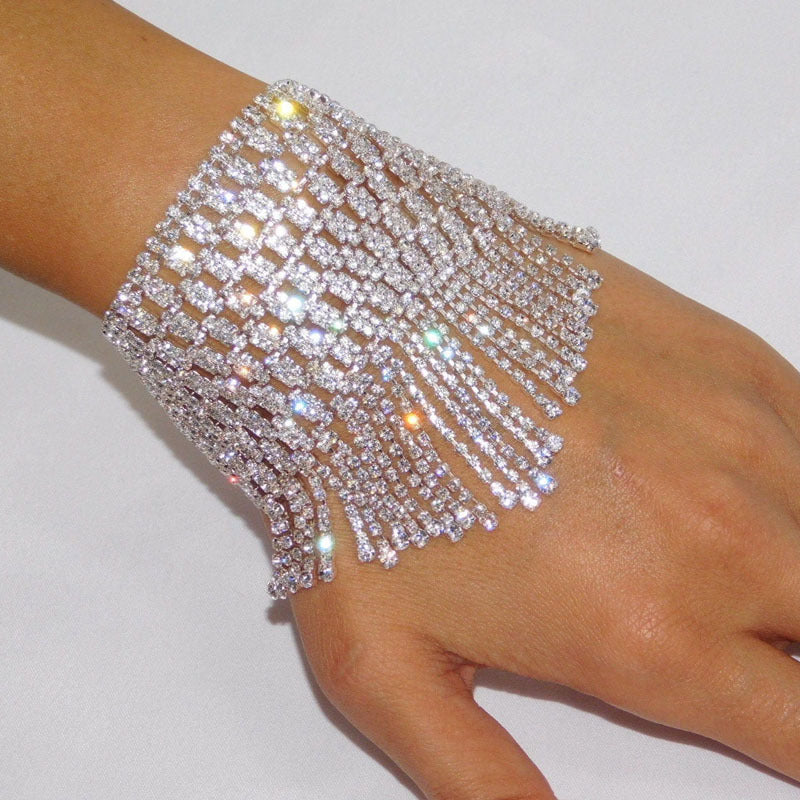 Silver Diamond Rhinestone Hand Glove