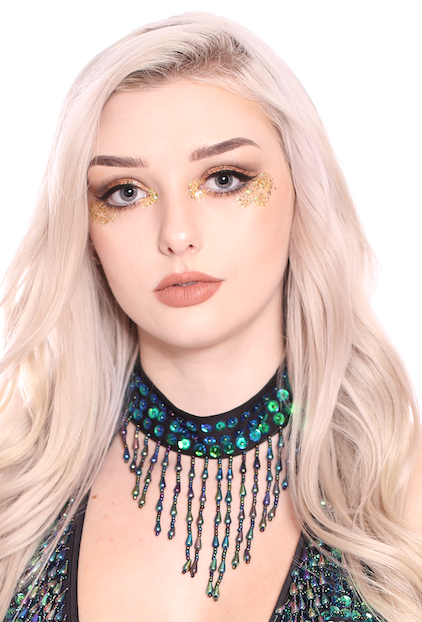 Hand Stitched Sequin Choker/Necklace - Chameleon