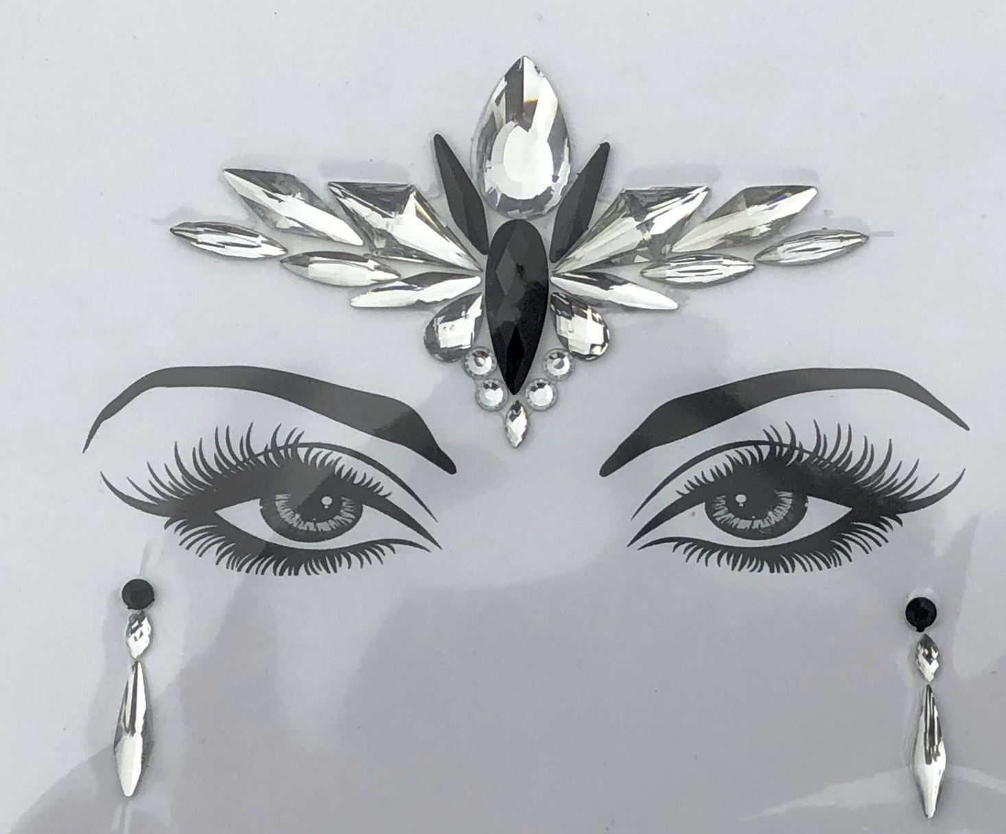 Black Angel Rhinestone Crystal Face Jewels