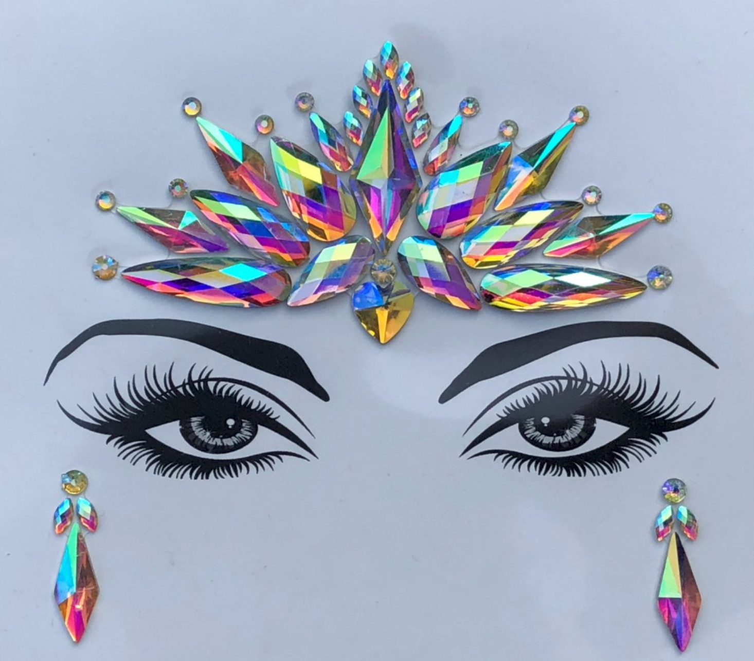 Iridescent Heart Rhinestone Crystal Face Jewels