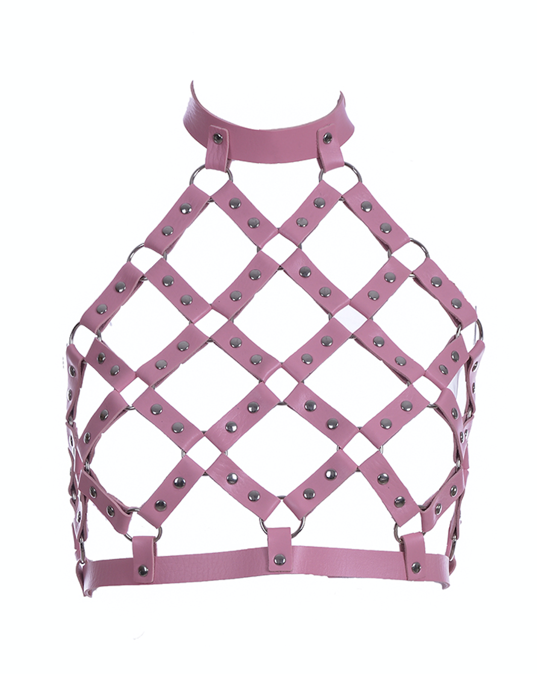 Miss Pink Vegan Leather Harness Halter Top