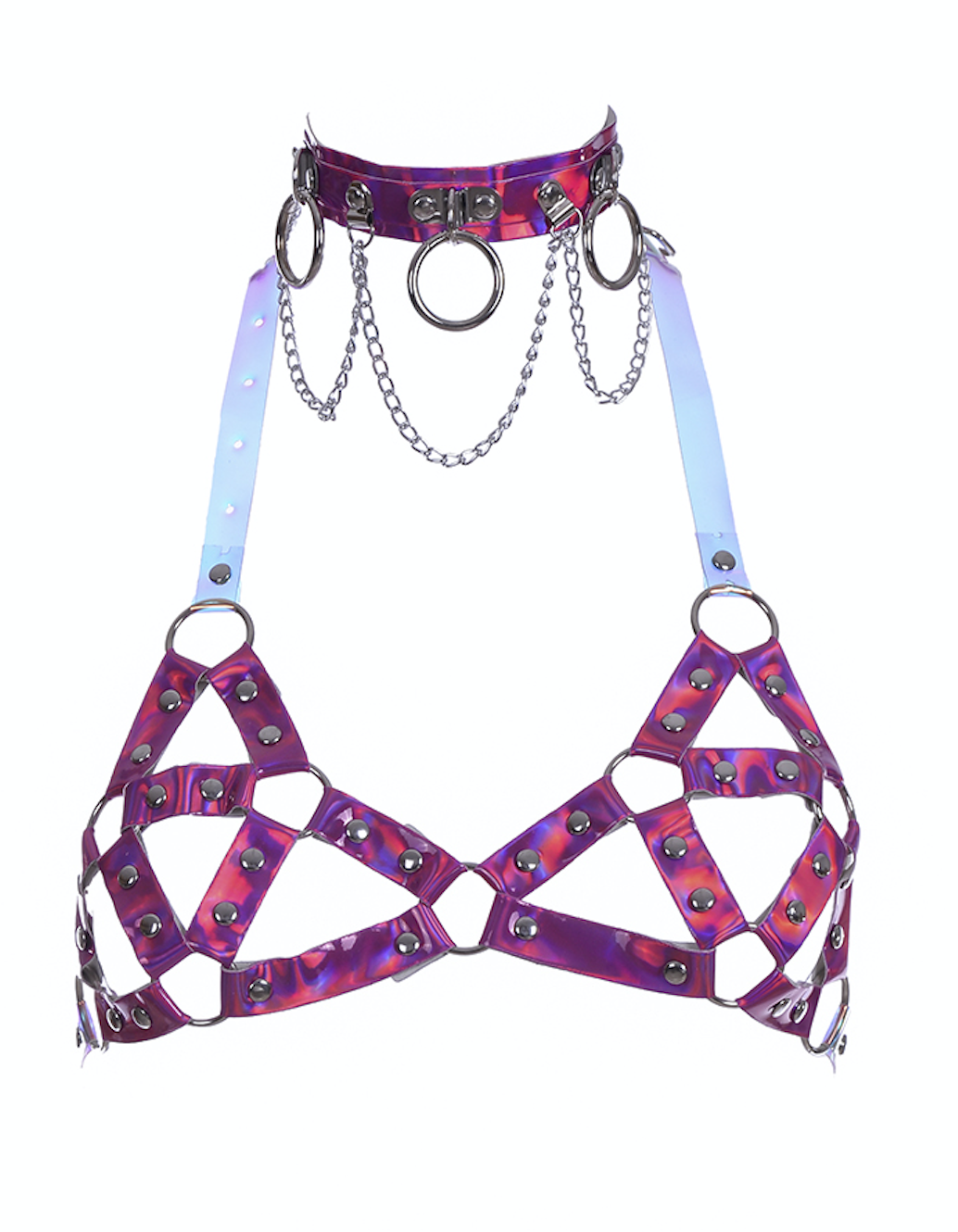 Hologram Harness Bra & Choker Set