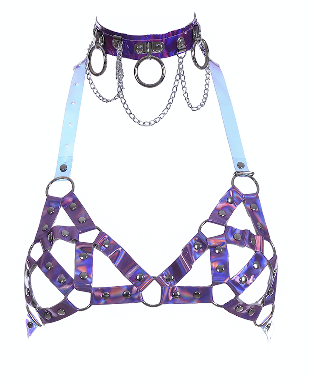 Hologram Harness Bra & Choker Set