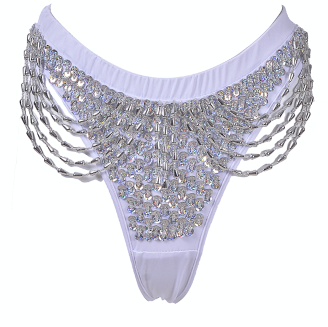 Hand Stitched Sequin Cheeky Bottom- Moonlight