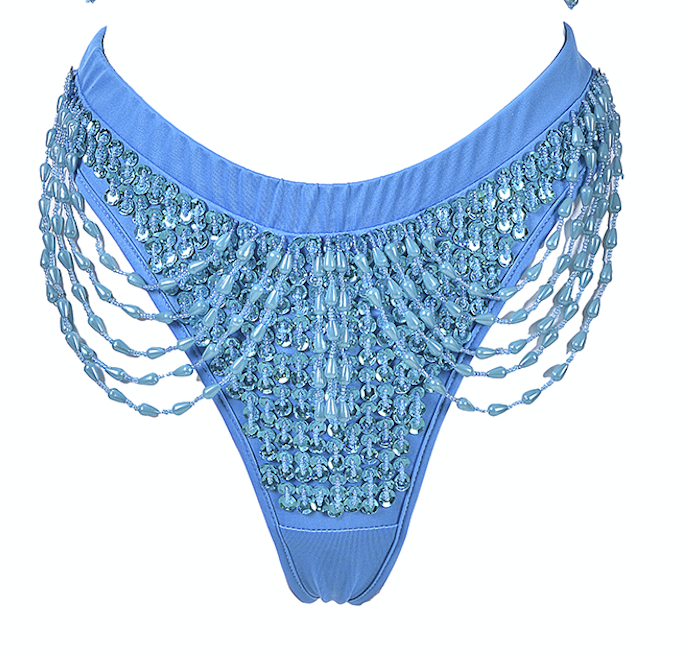 Hand Stitched Sequin Cheeky Bottoms-Pixie Blue