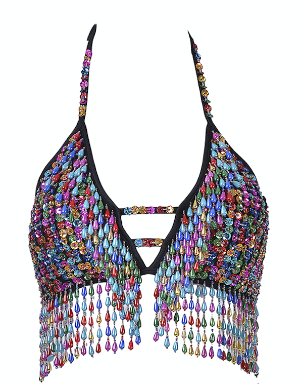 Hand Stitched Sequin Bra Top - Lucky Charms Rave clothes,rave