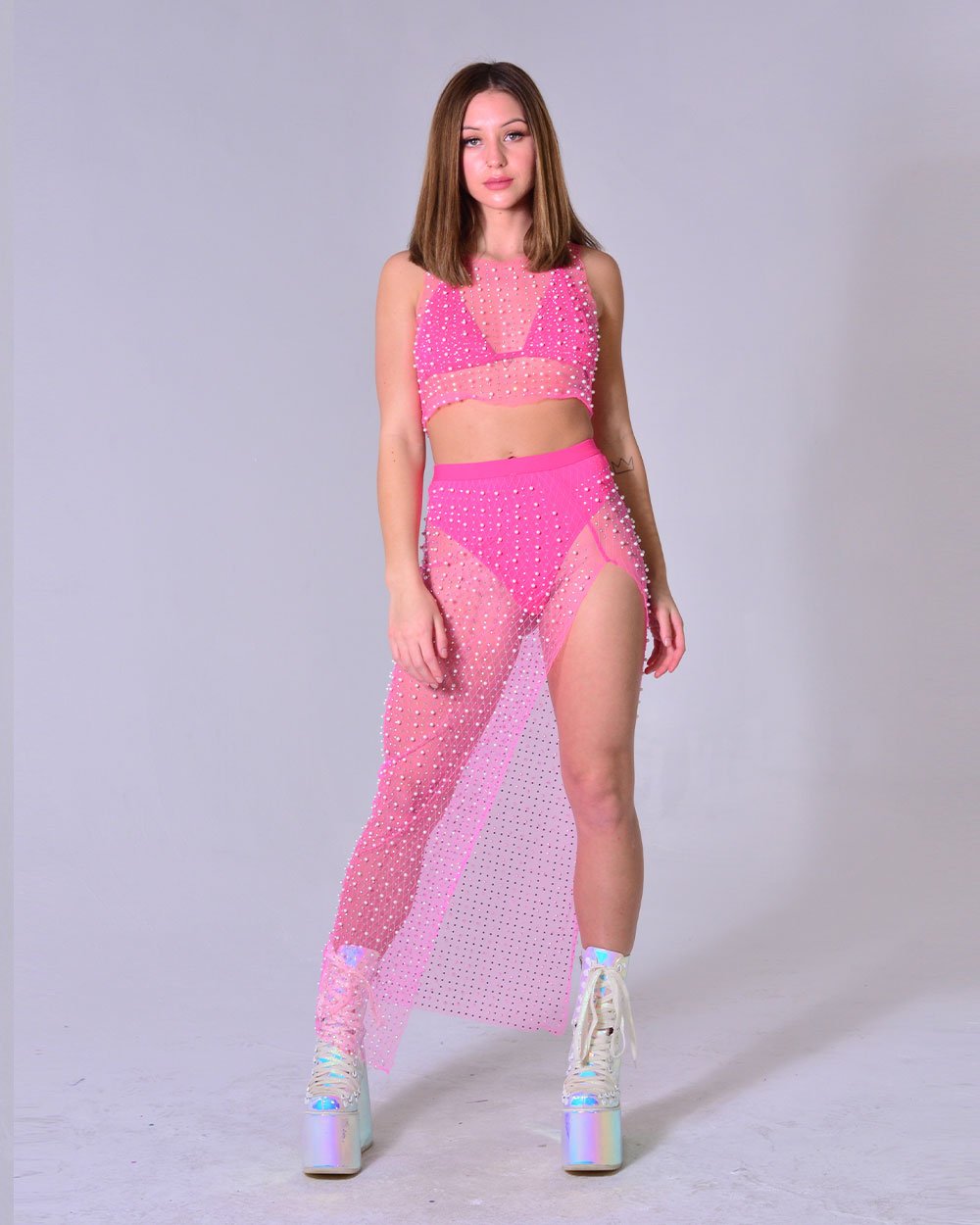 Pink Barbie Pearl Long Skirt Set