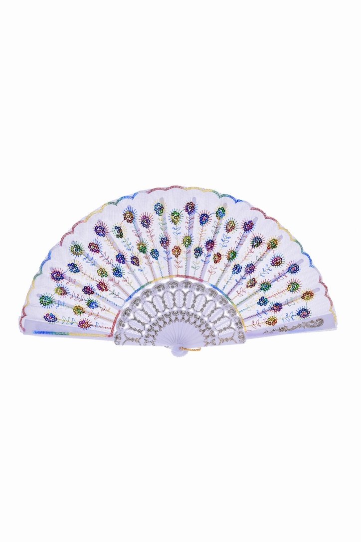 Peacock Festival Fan - White Rainbow