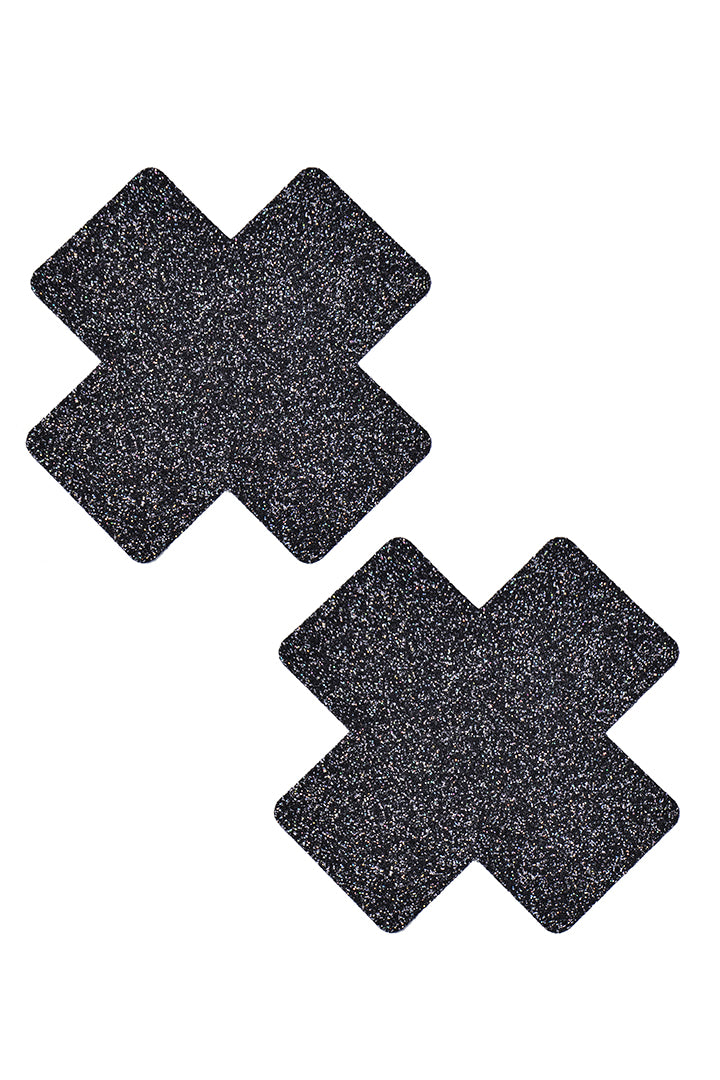 Glitter Black Cross Pasties