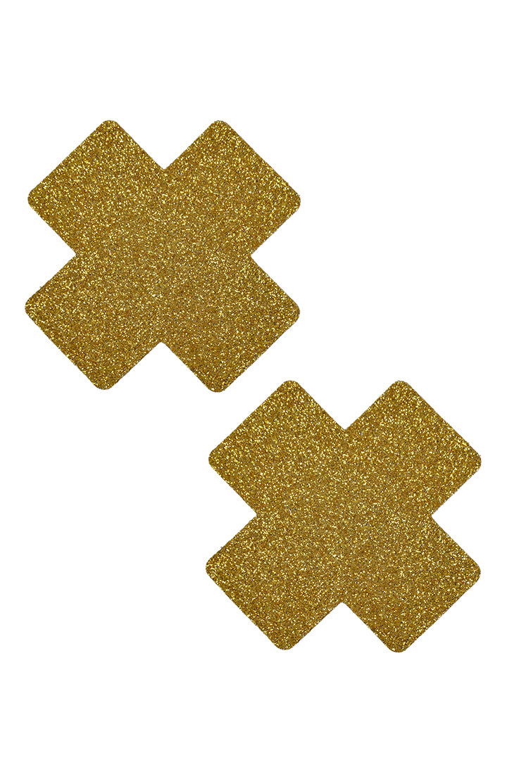 Glitter Gold Cross Pasties