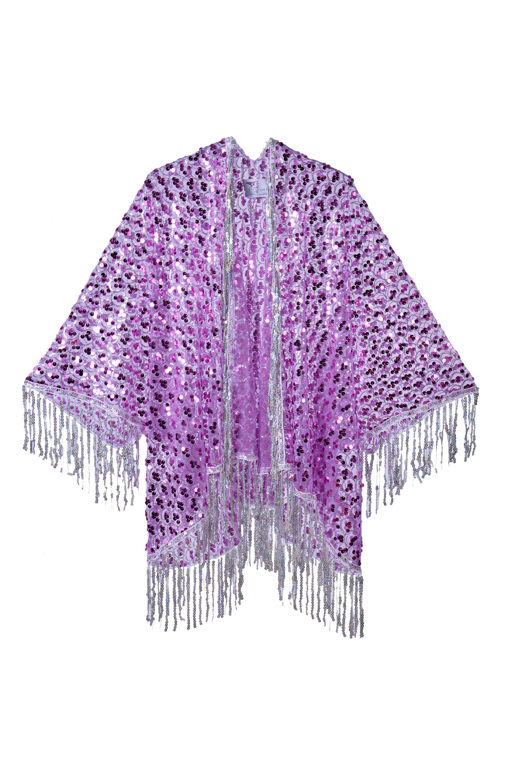 Disco Sequin Tassel Kimono - Lavender