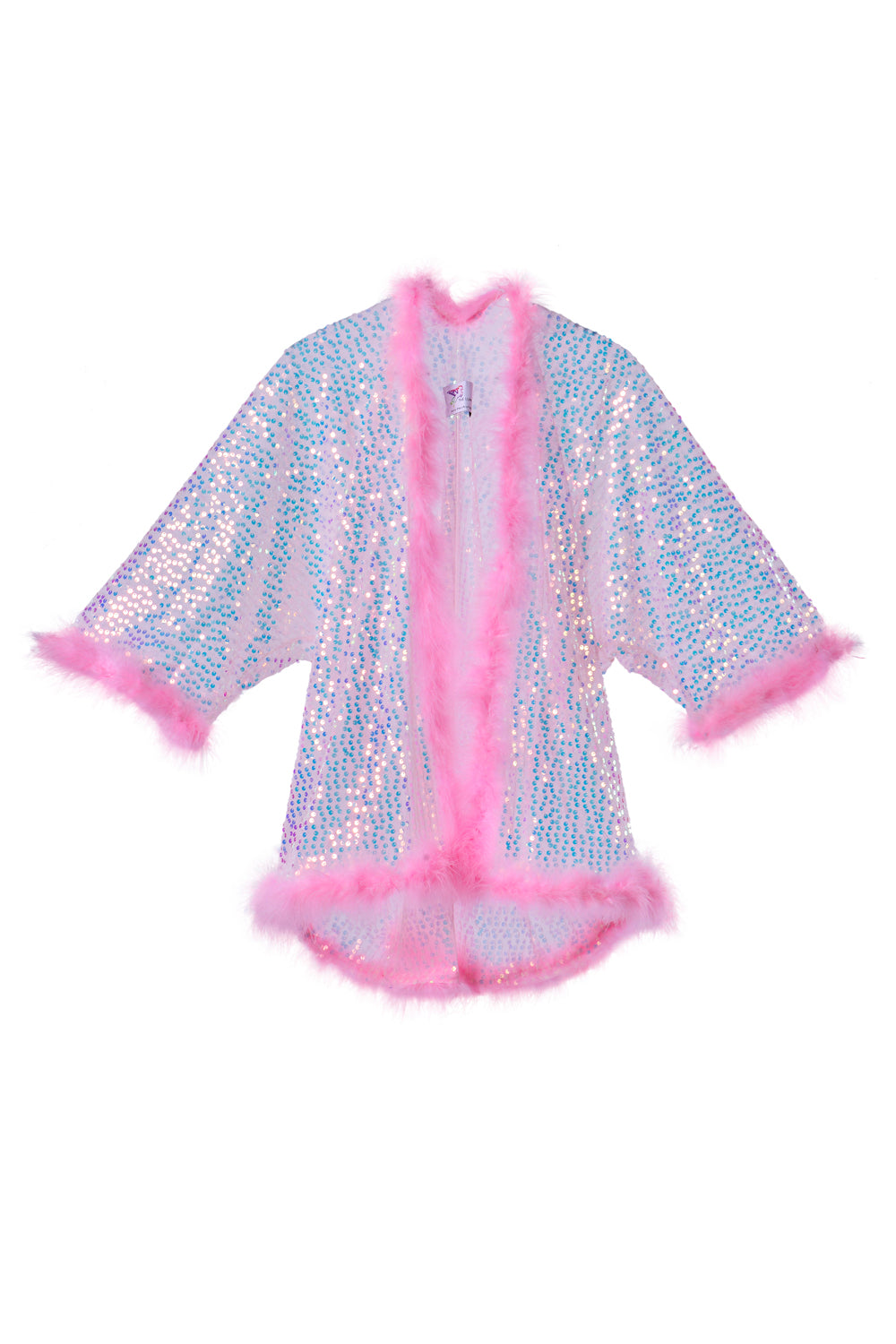 Fuzzy Sequin Kimono- Bubblegum