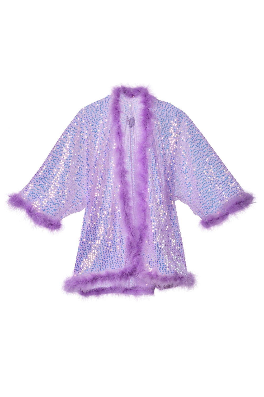 Fuzzy Sequin Kimono- Lavender Dreams
